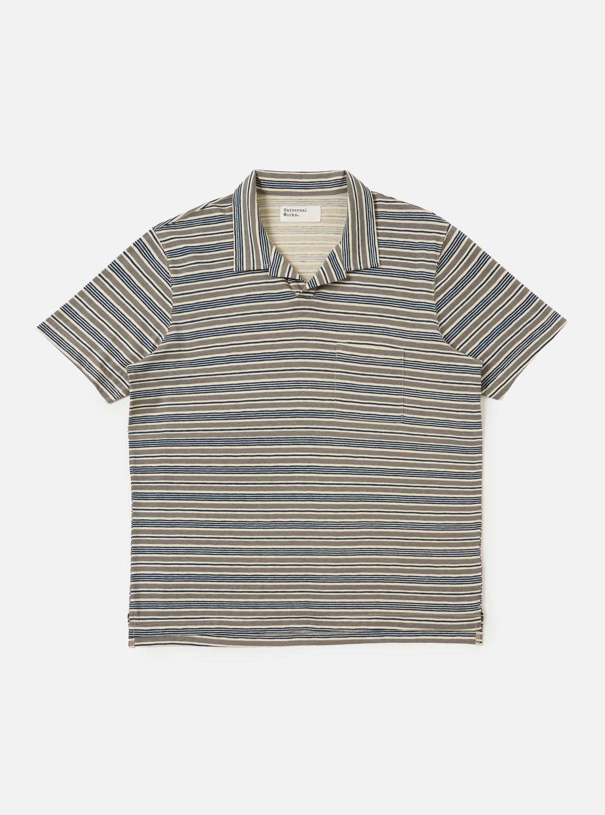 Grey OS Stripe Jersey Vacation Polo