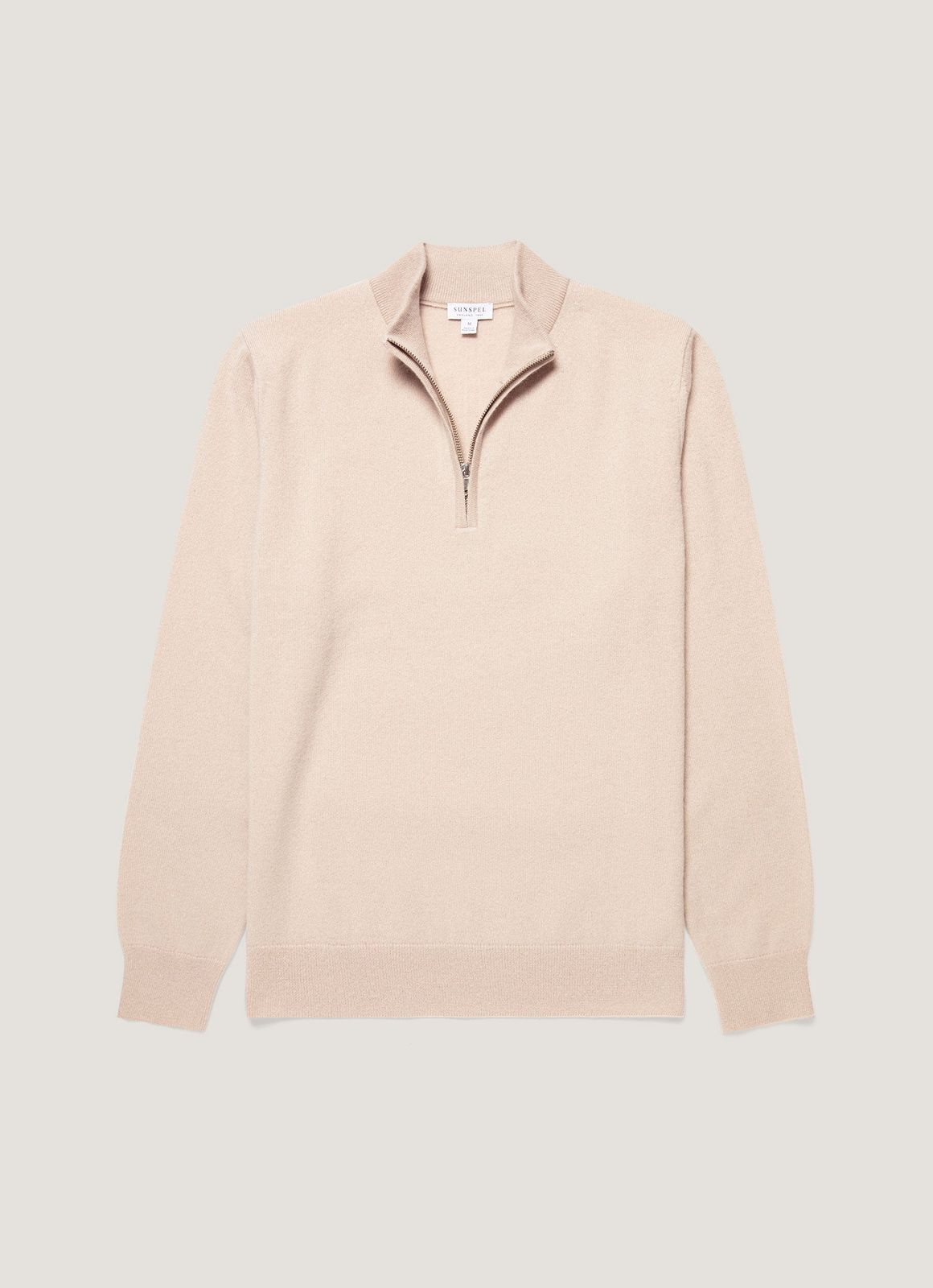 Men's Cashmere Half Zip Jumper in Swansdown