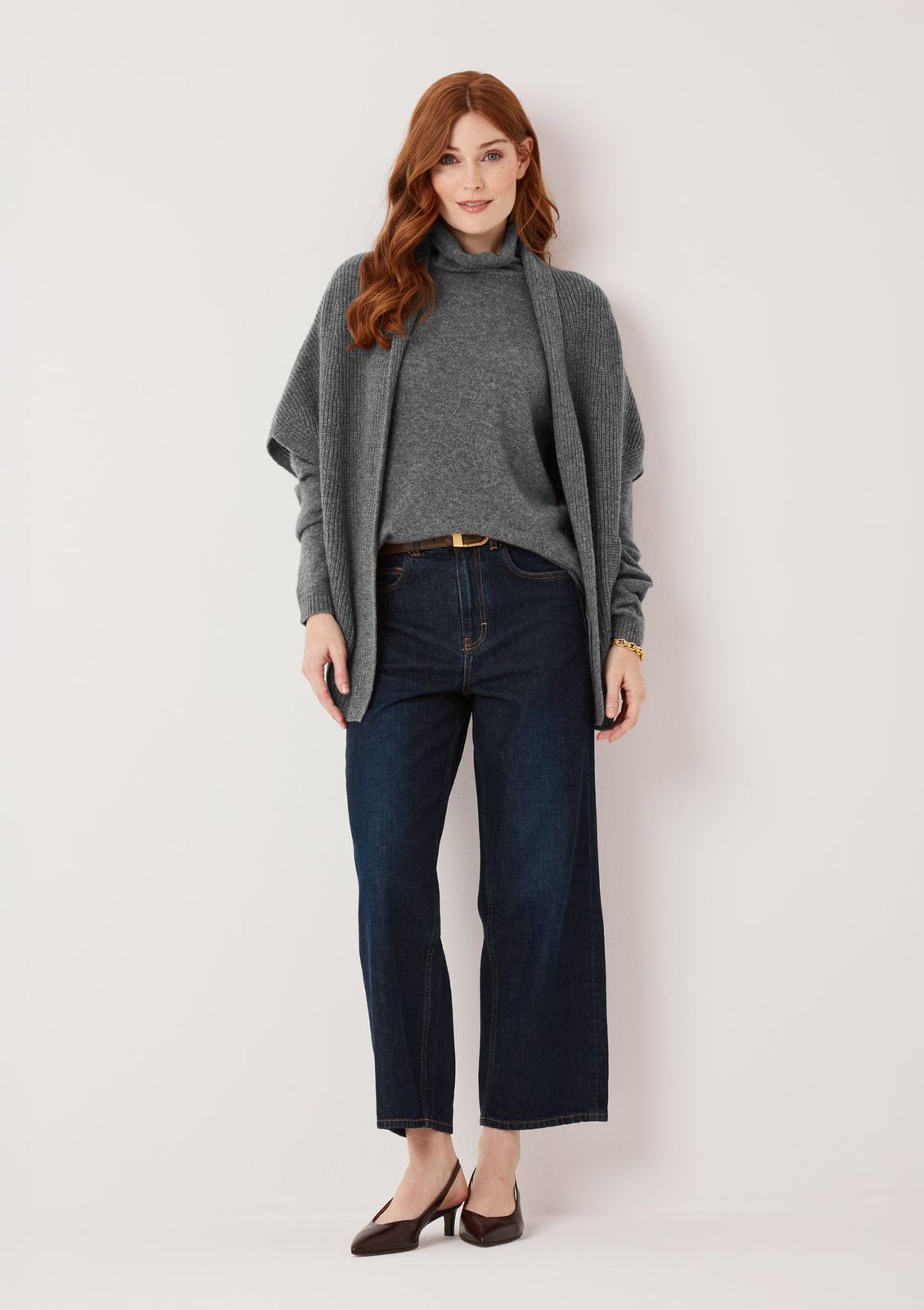 Half Cardigan Sleeveless Cardigan in Pewter Grey
