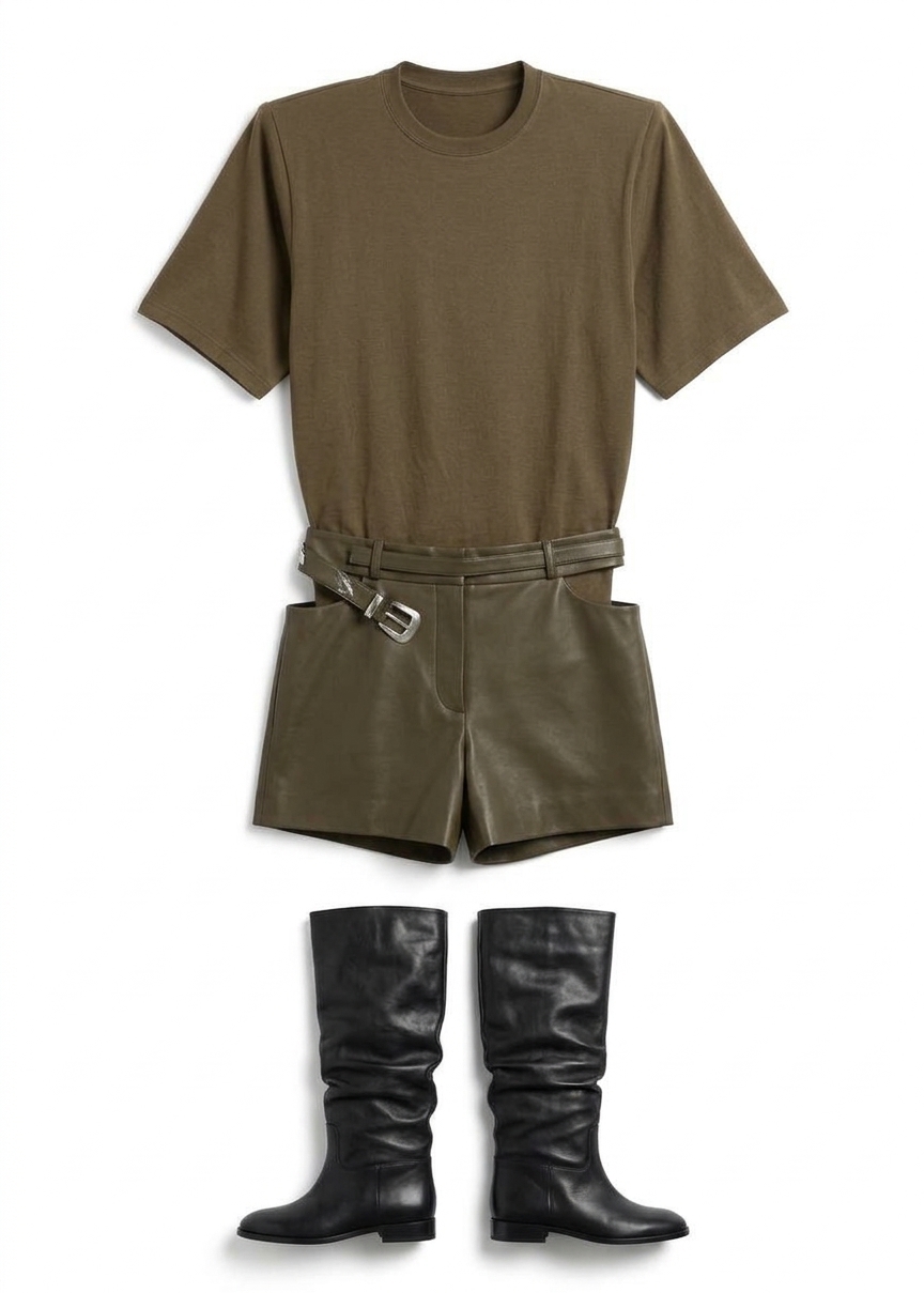 Meida Padded T-shirt Bodysuit - Khaki