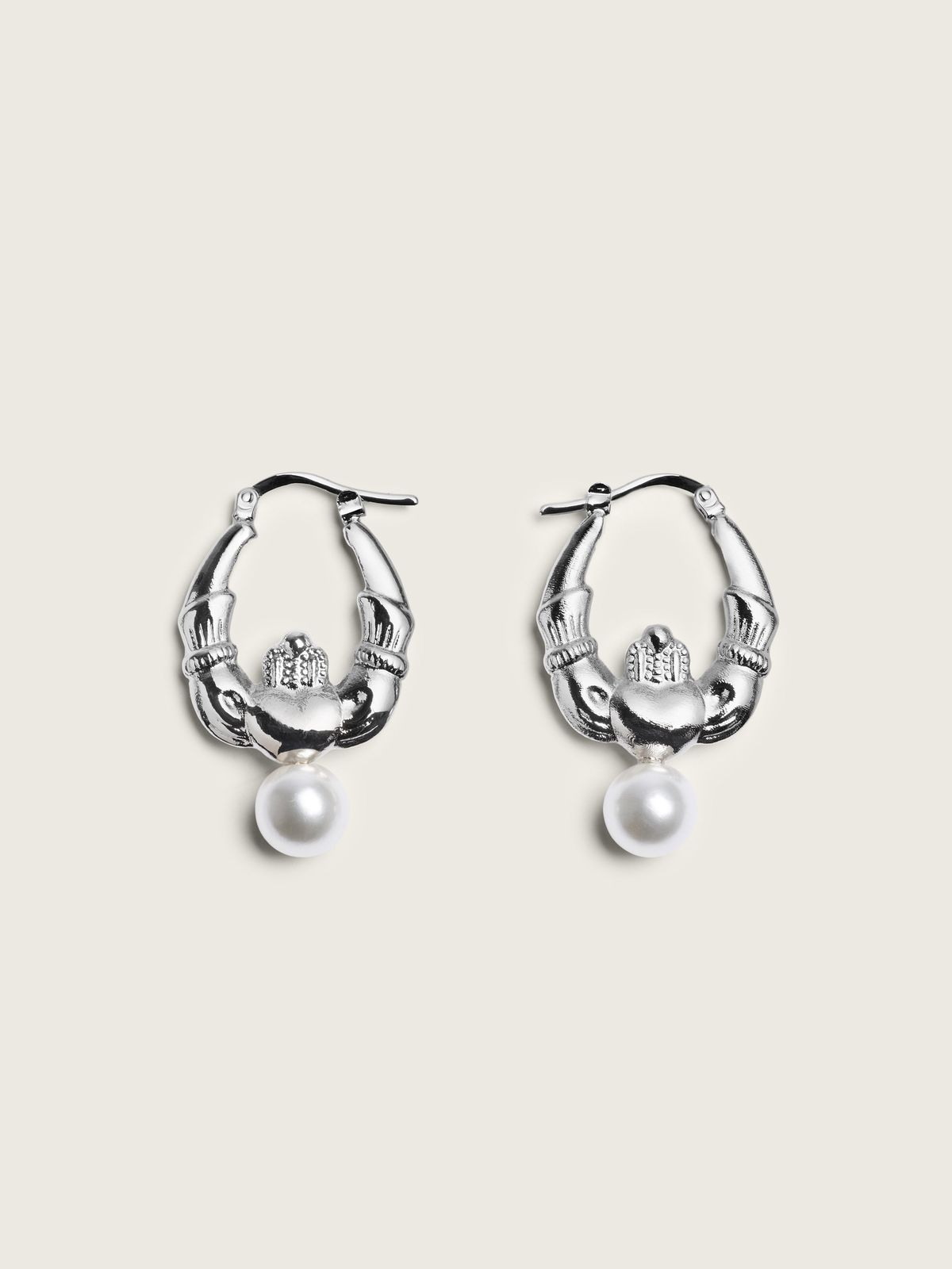 Claddagh & Pearl Hoop Earrings