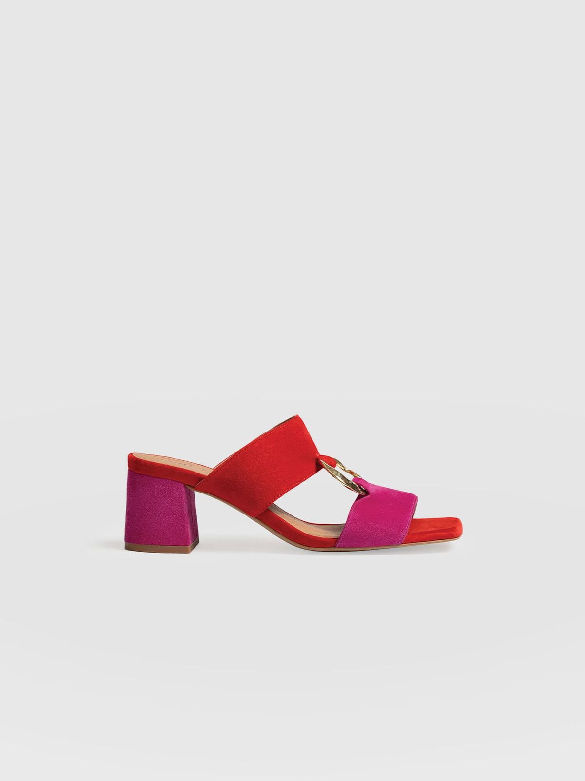 Vivienne Heeled Mules - Pink/Red