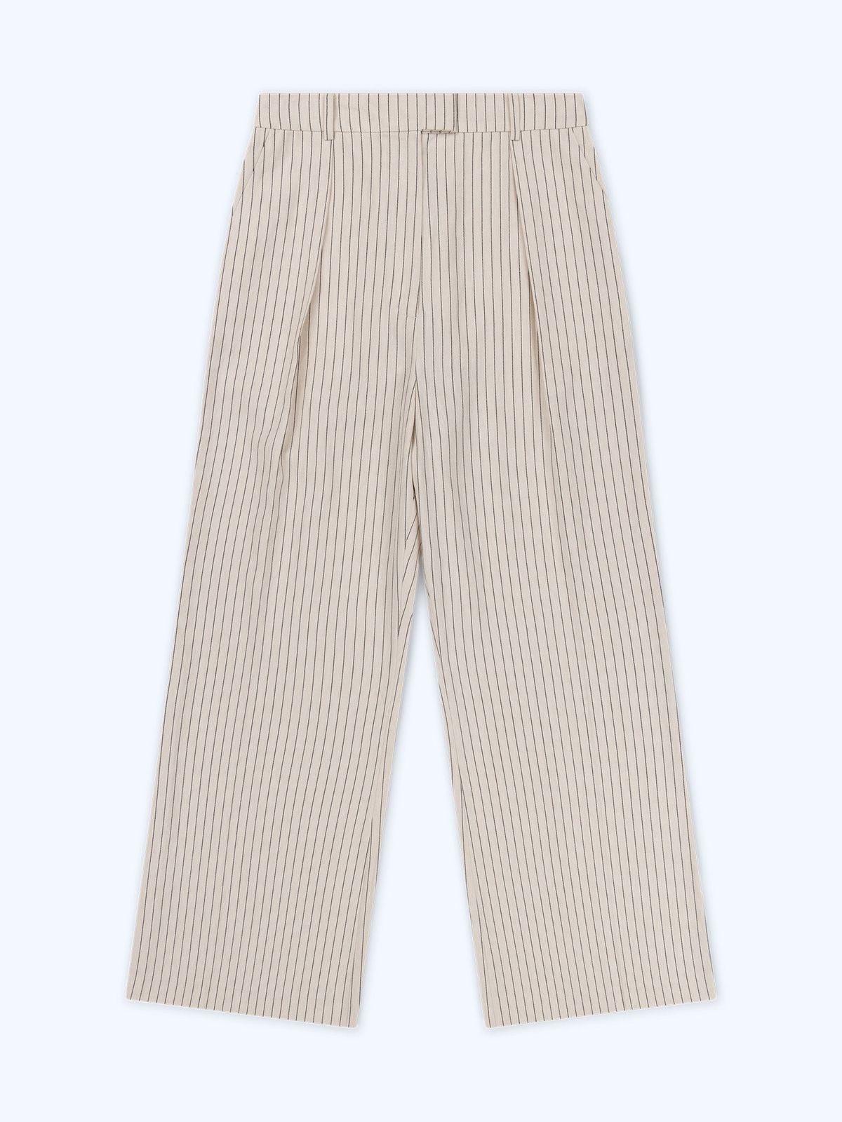 Pearl Trouser In Cream And Black Stripe