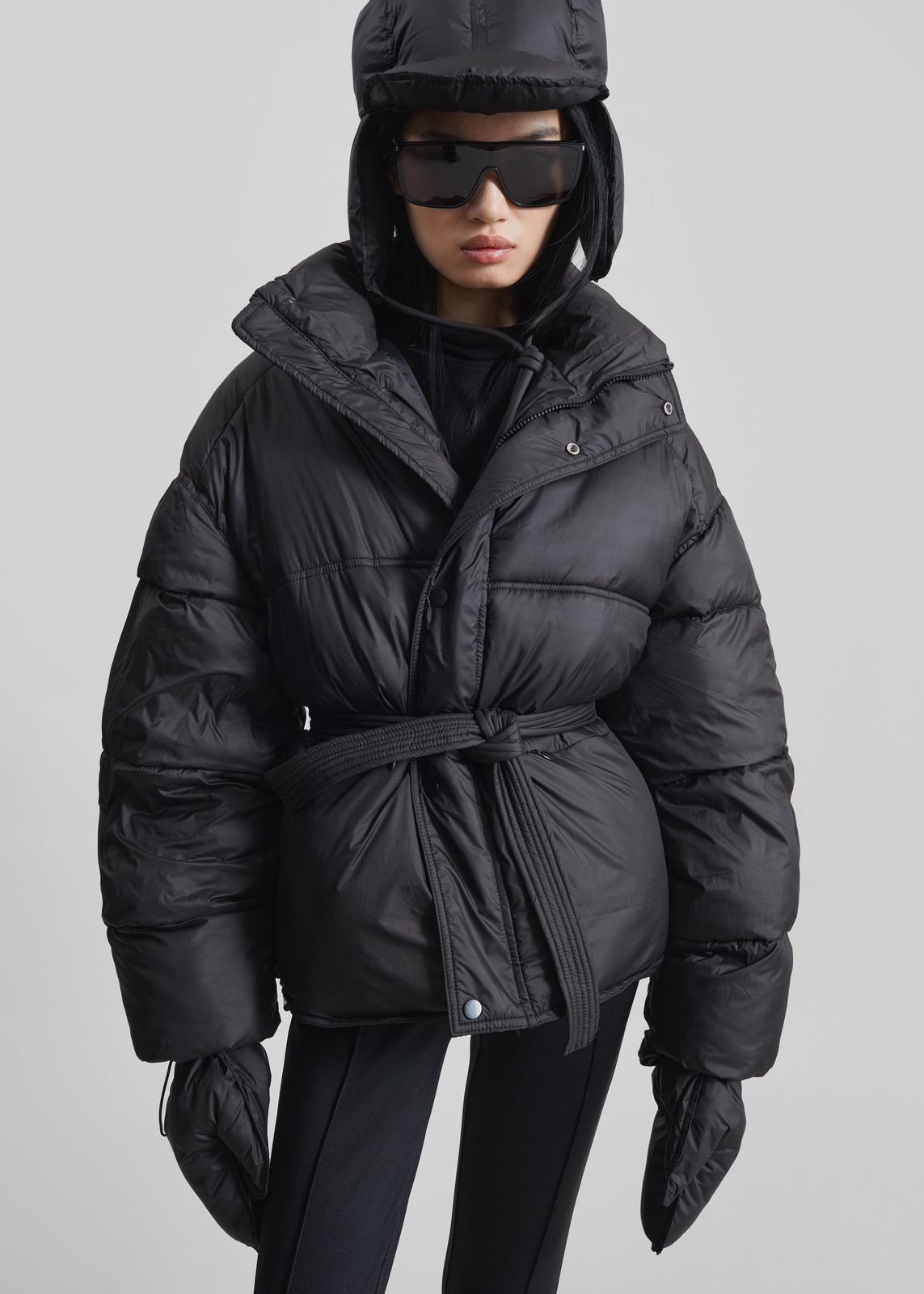 Moena Puffer Jacket & Accessories Set - Black
