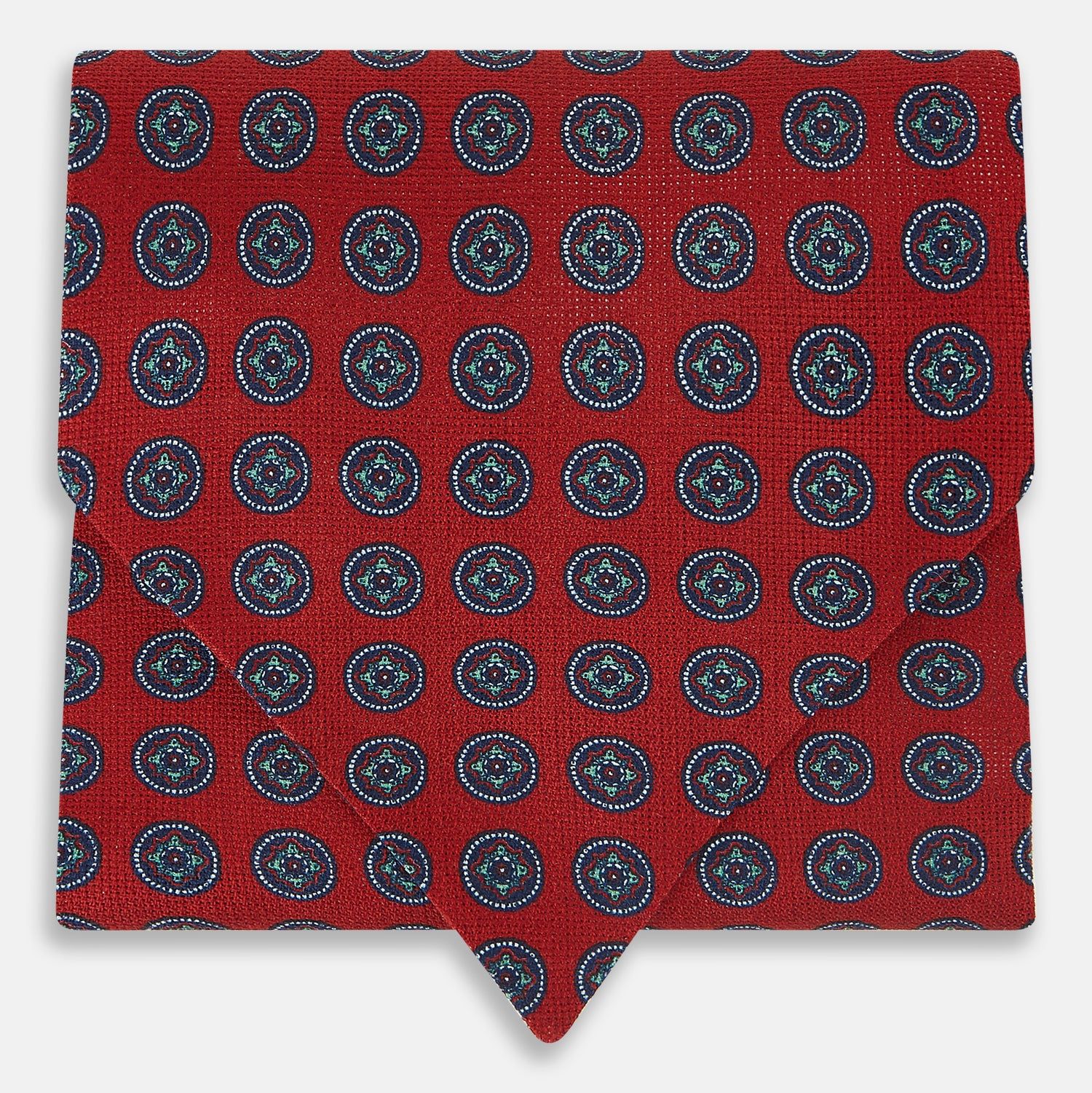 Red Rosette Medallion Printed Silk Cravat