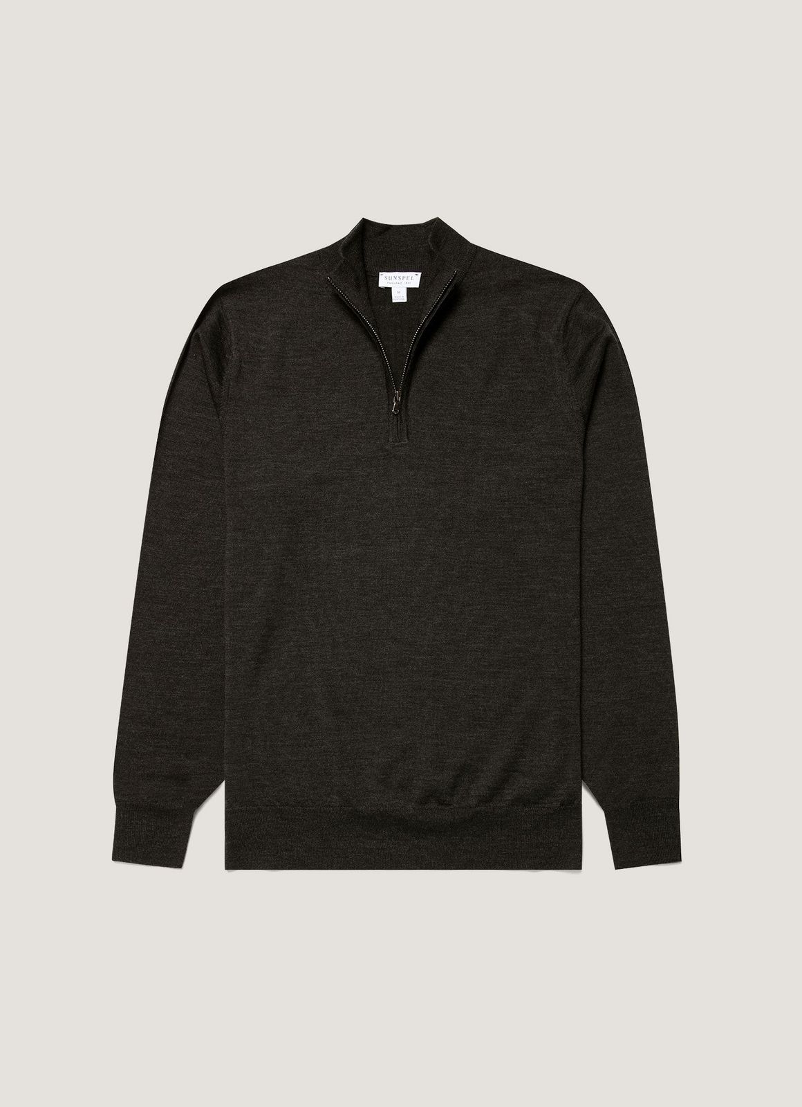 Men's Extra-Fine Merino Half Zip Jumper in Charcoal Melange