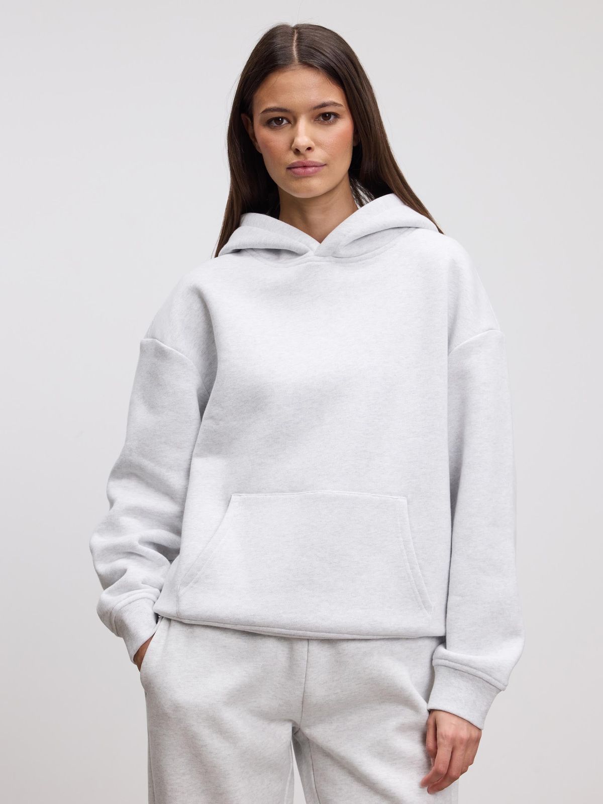 Womens Relaxed Hoodie in Marl Grey
