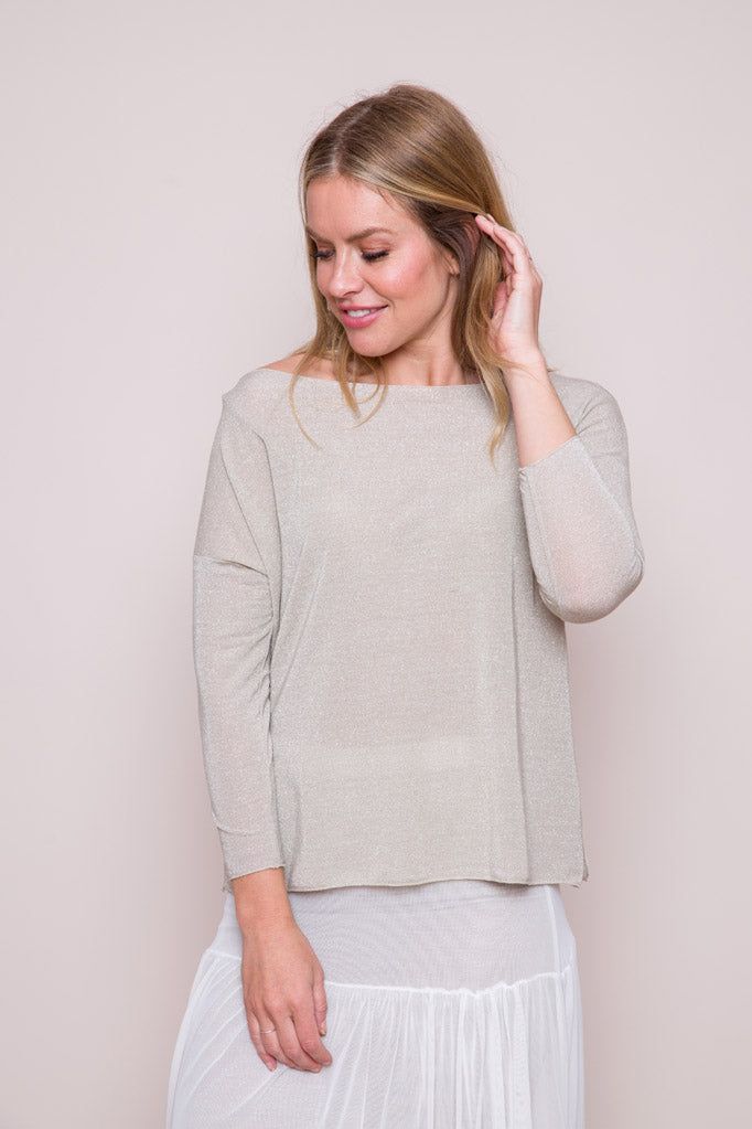 Debora Wide Neck Lurex Top
