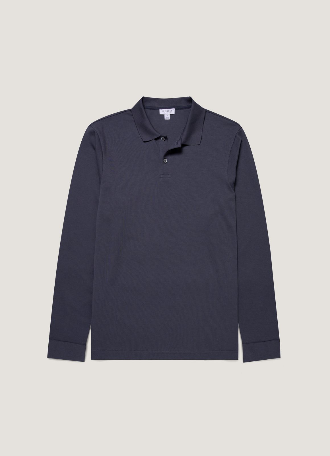 Men's Long Sleeve Piqué Polo Shirt in Navy