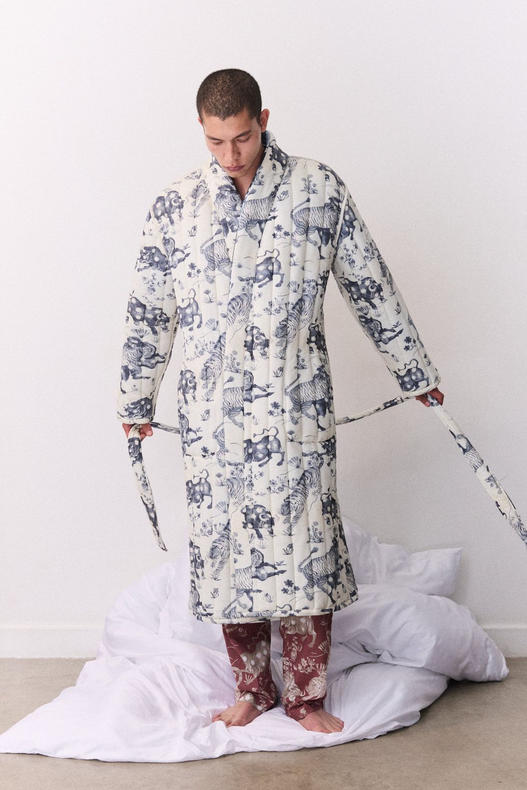 Quilted Jersey Robe Thunderheart Navy/Cream