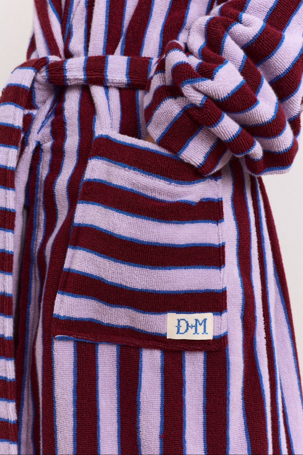Towelling Robe - Ruby Violet Stripe