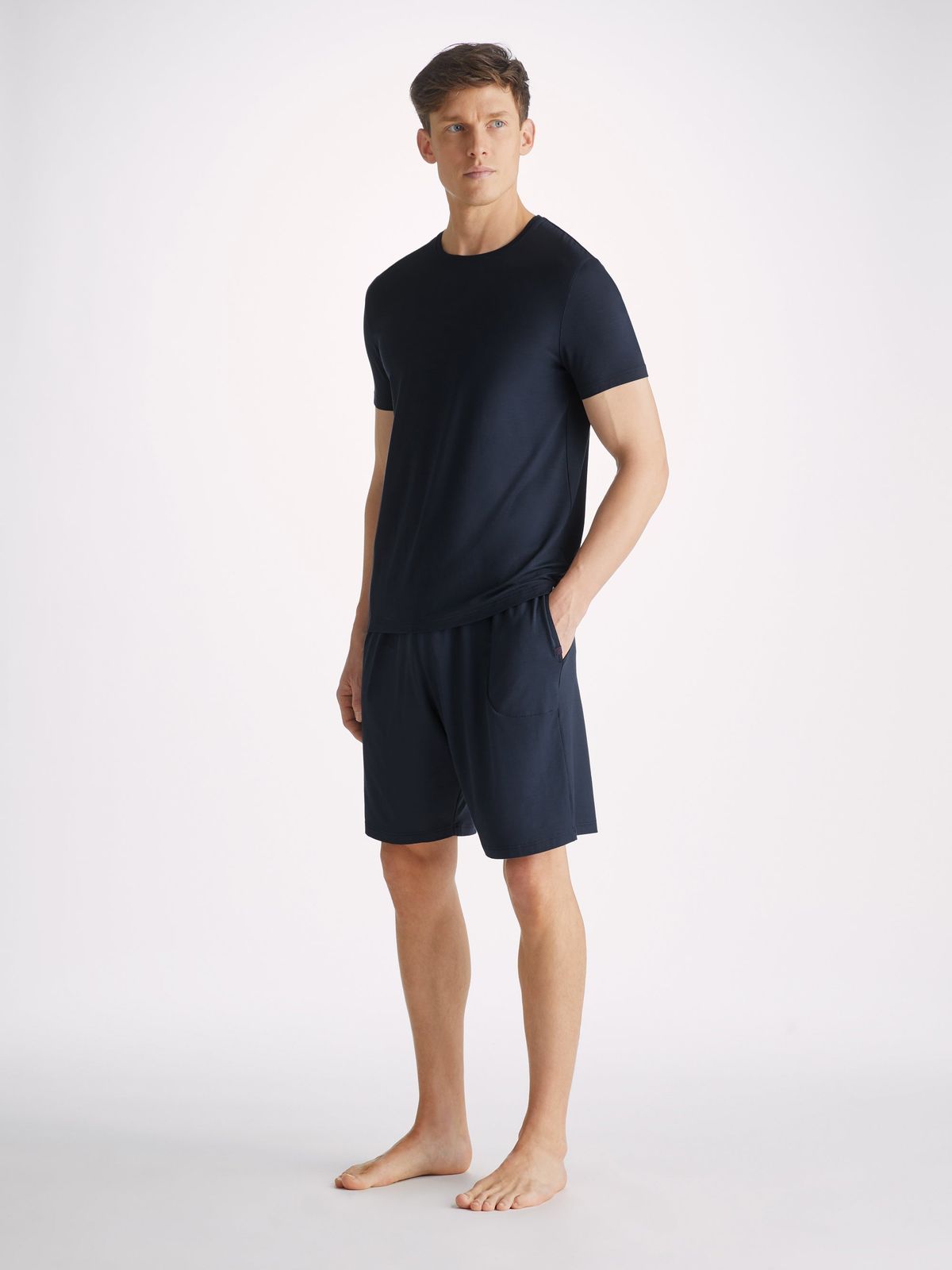 Basel Micro Modal T-Shirt & Lounge Shorts Set Navy