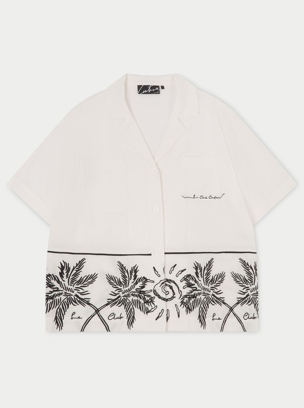 PALM EMBROIDERY SHIRT - WHITE