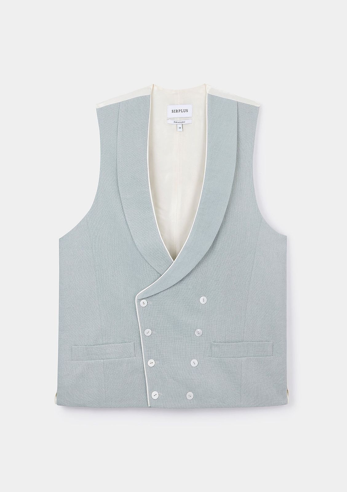 Duck Egg Shawl Lapel Double-Breasted Waistcoat