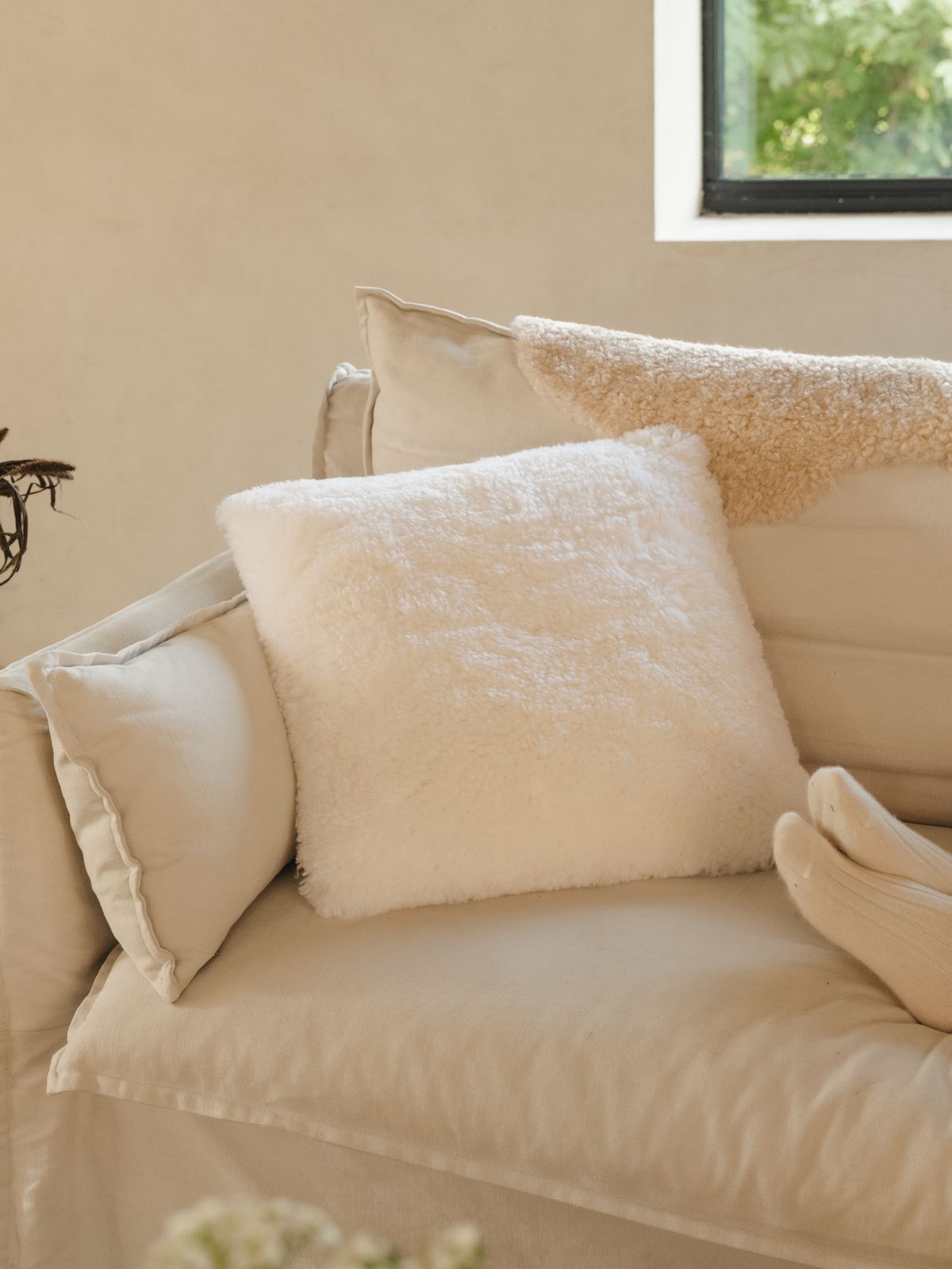 Shearling Cushion - White