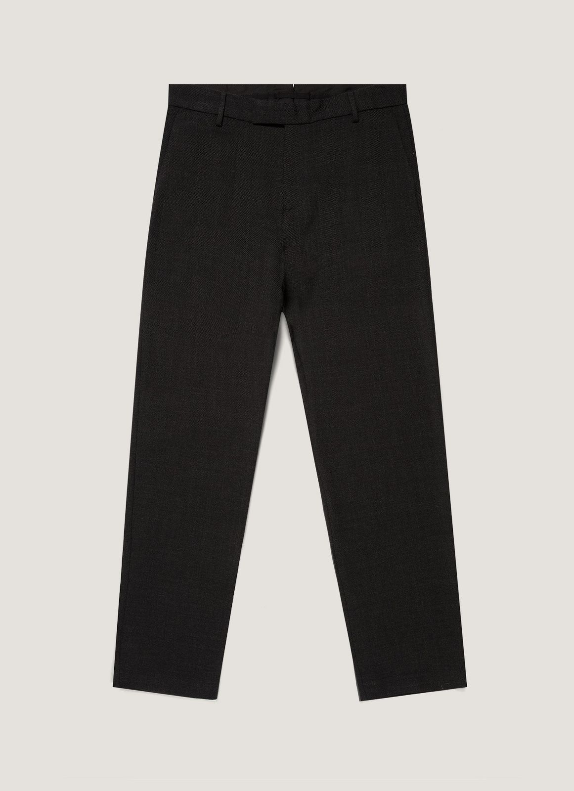 Men's Textured Wool Trouser in Dark Charcoal Melange