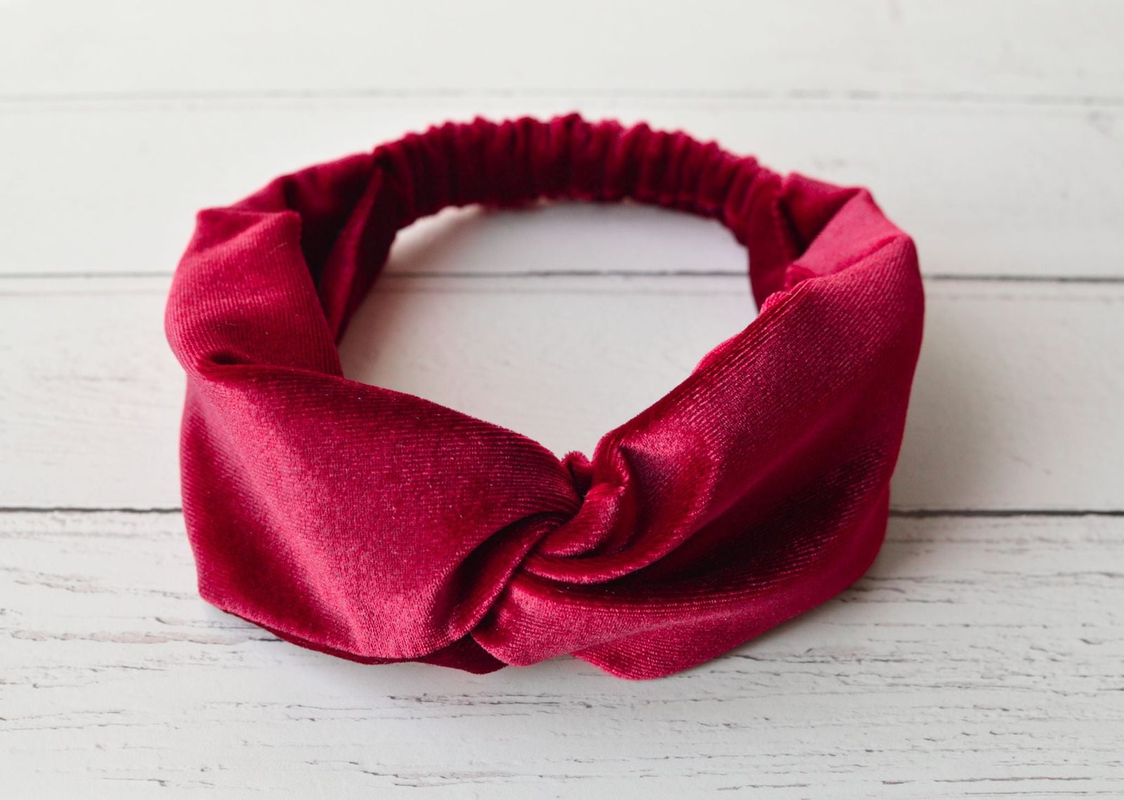 Magenta Red Velour Velvet Headband | Tess Twisted Knot Bandana