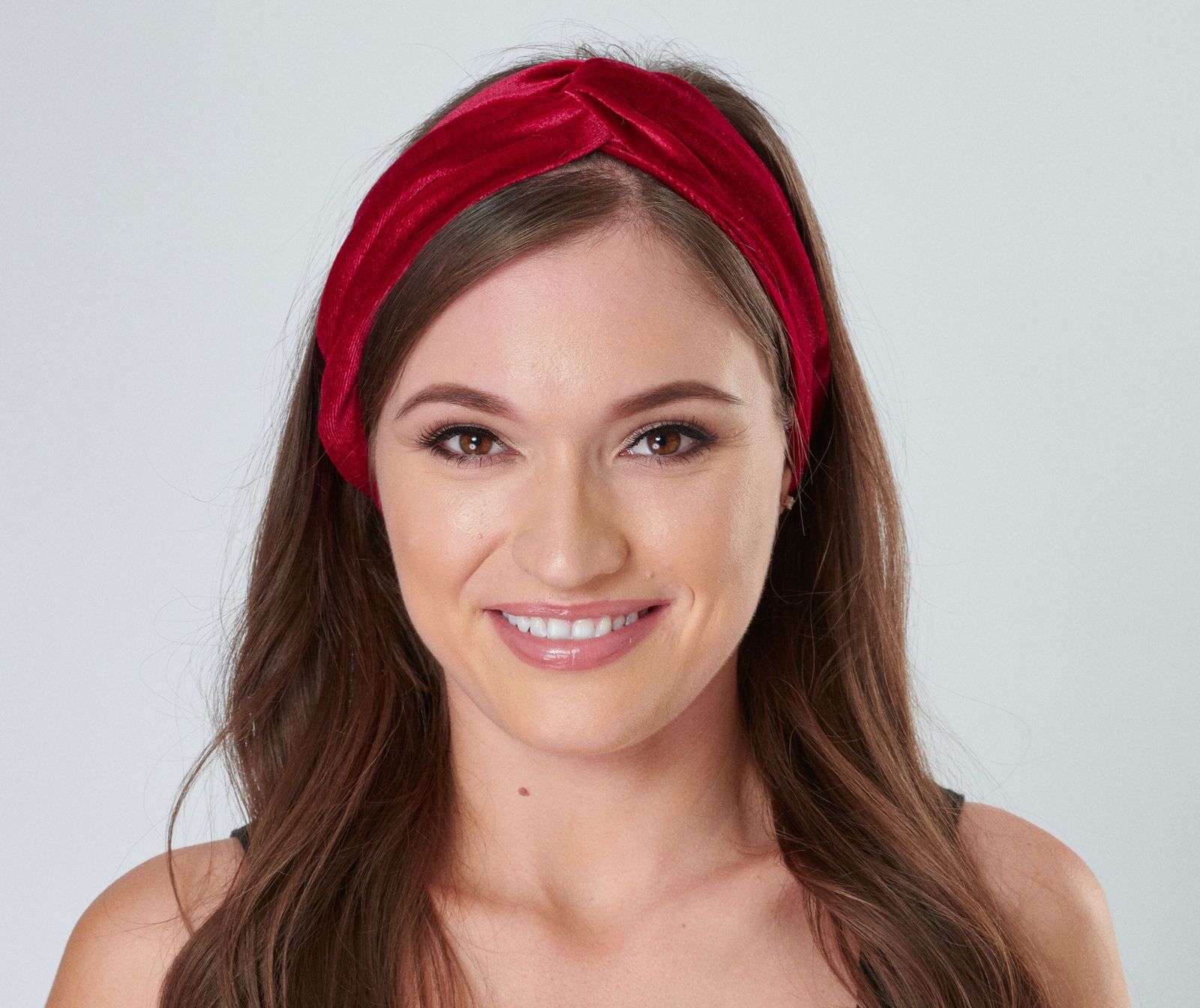 Magenta Red Velour Velvet Headband | Tess Twisted Knot Bandana