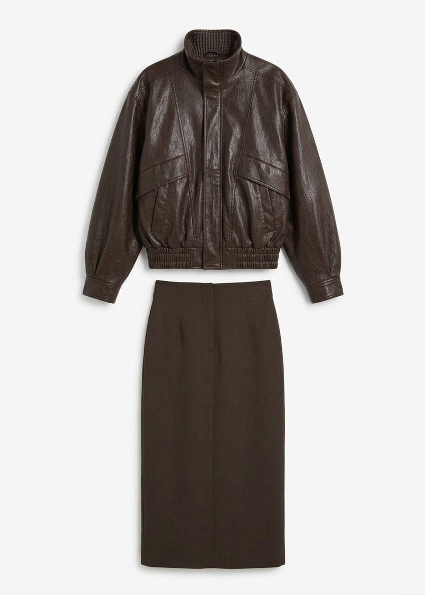 Burland Faux Leather Jacket - Brown