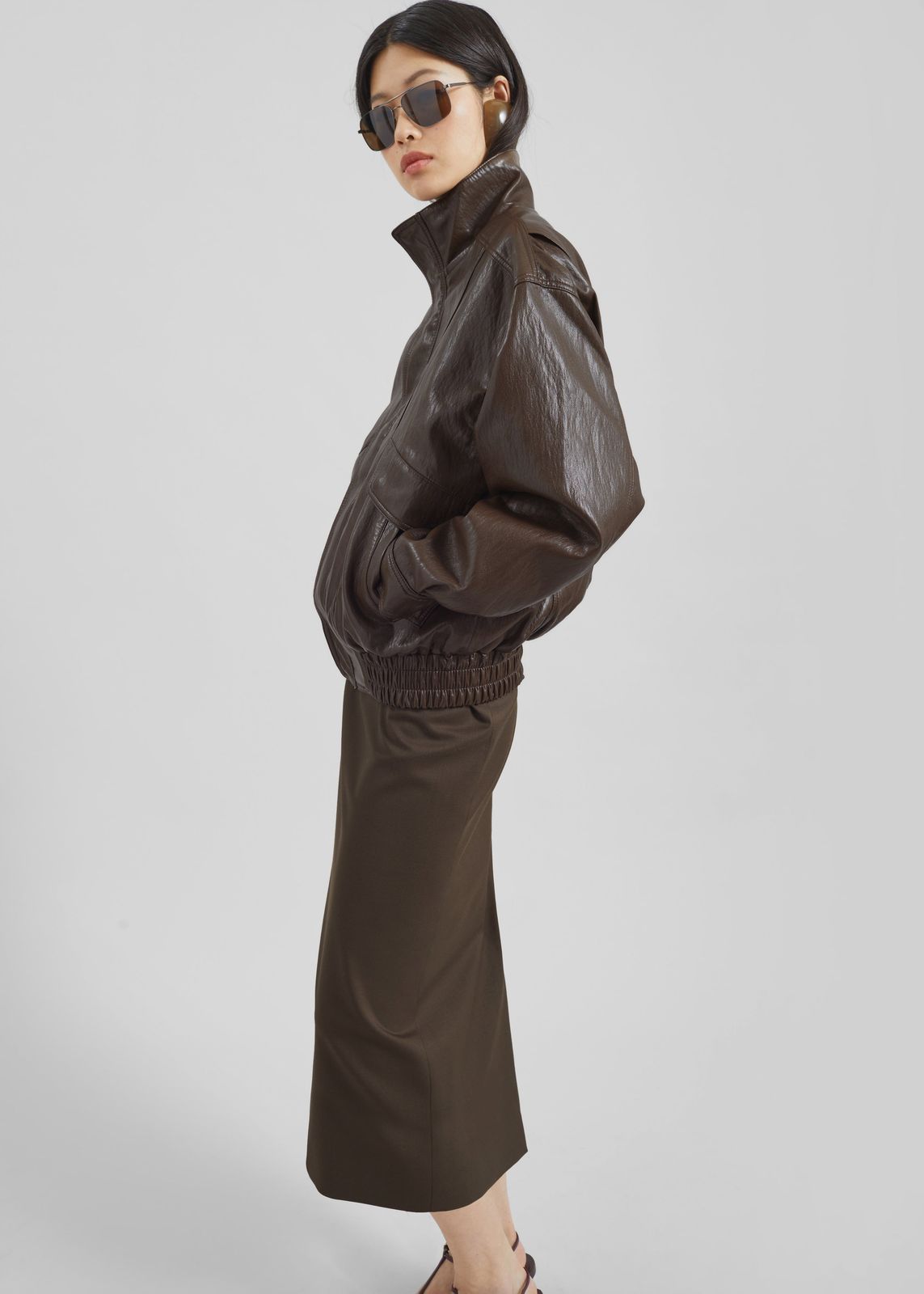 Burland Faux Leather Jacket - Brown