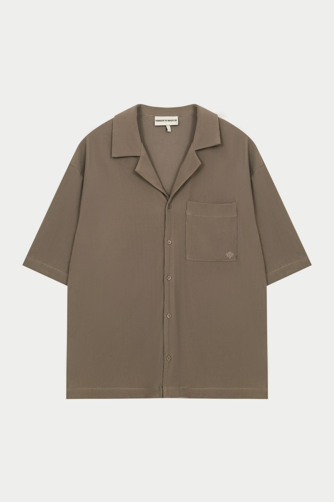 RIB BUTTON THROUGH SHIRT - MINK