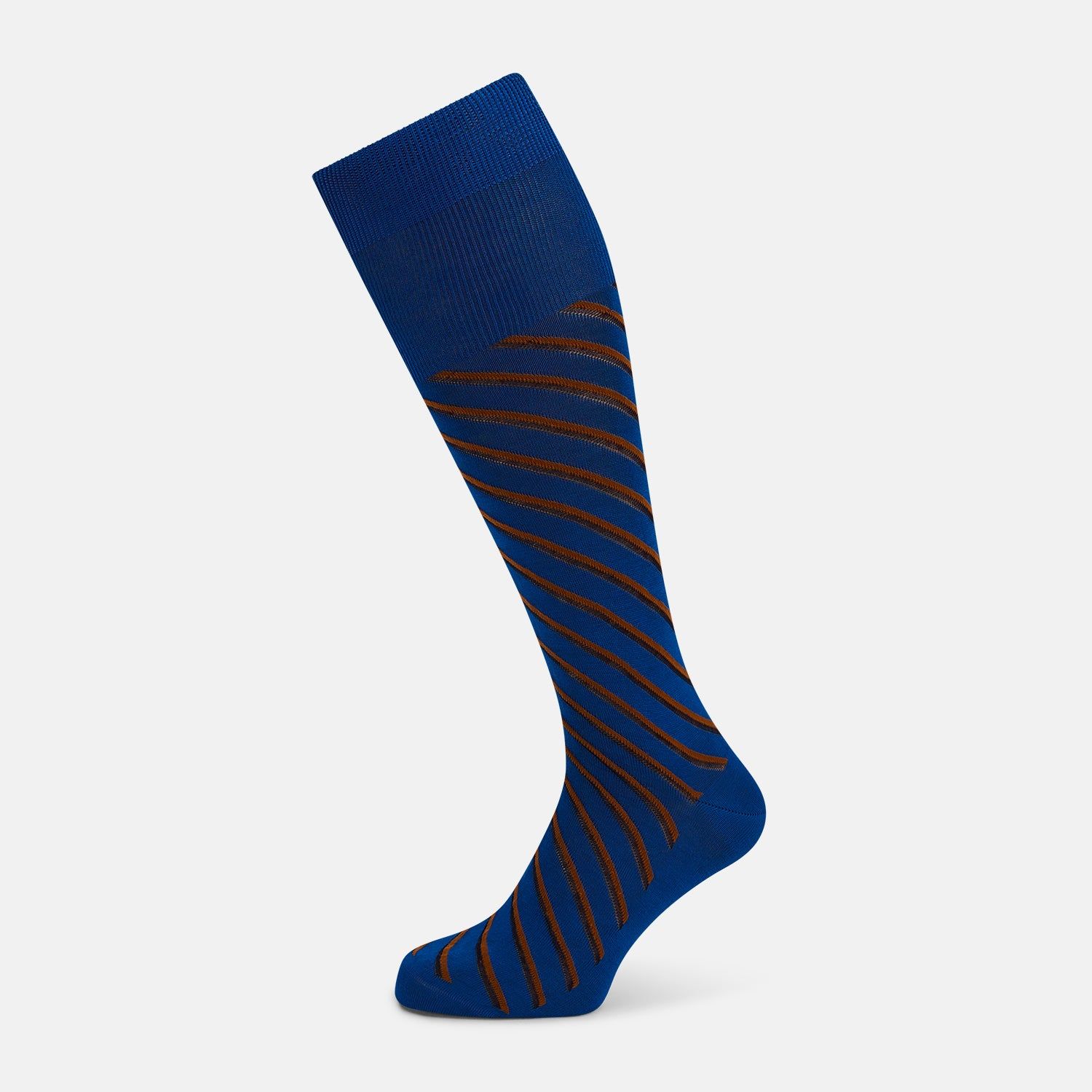 Royal Blue/orange Diagonal Striped Long Socks