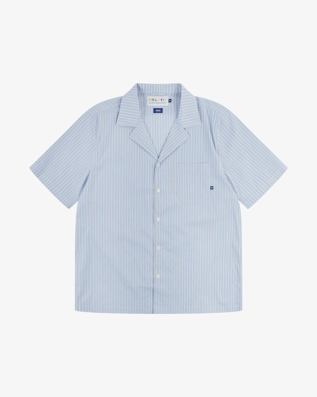 6004 Cuban shirt - blue gold blend