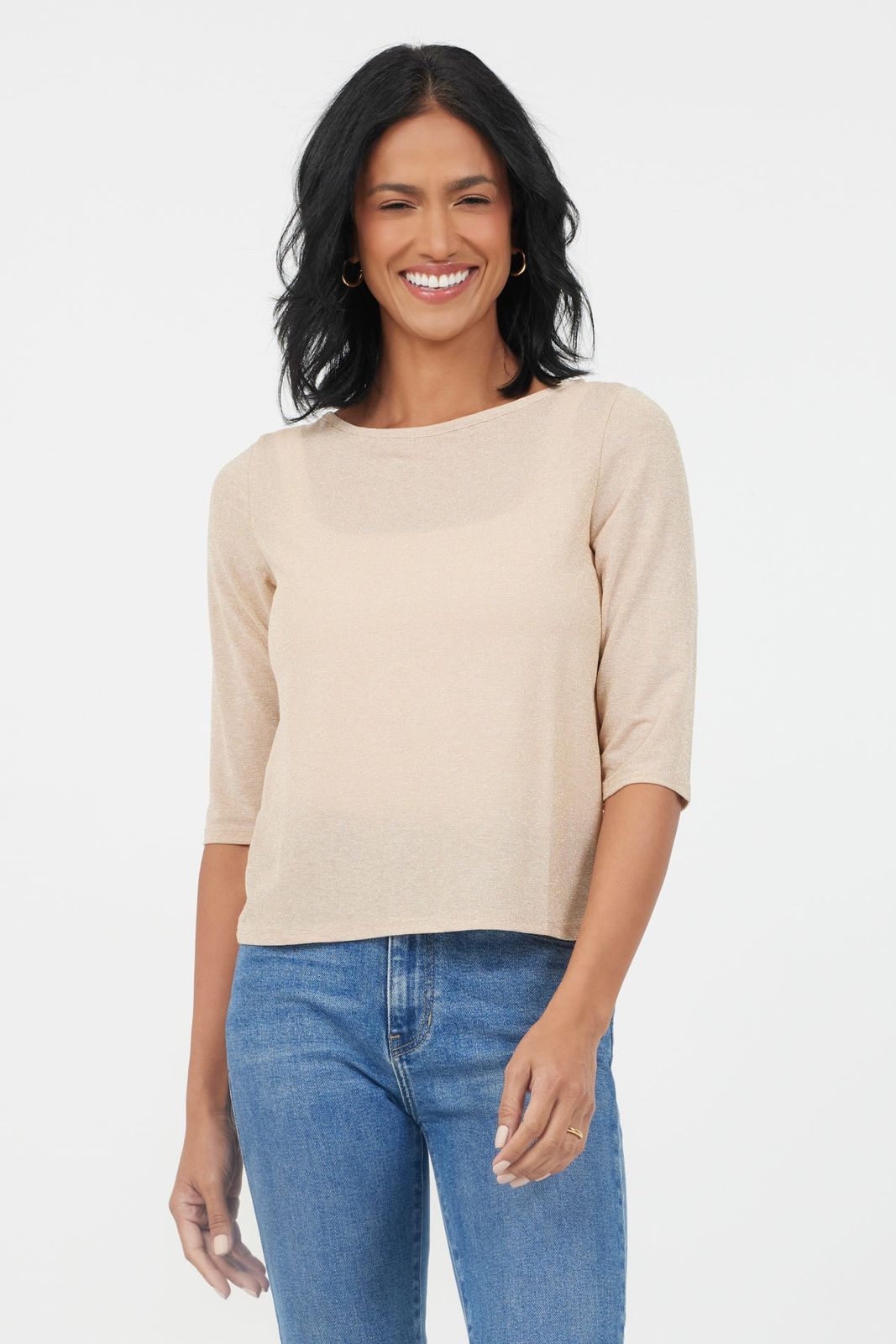 Jenesis Lurex Slash Neck Top