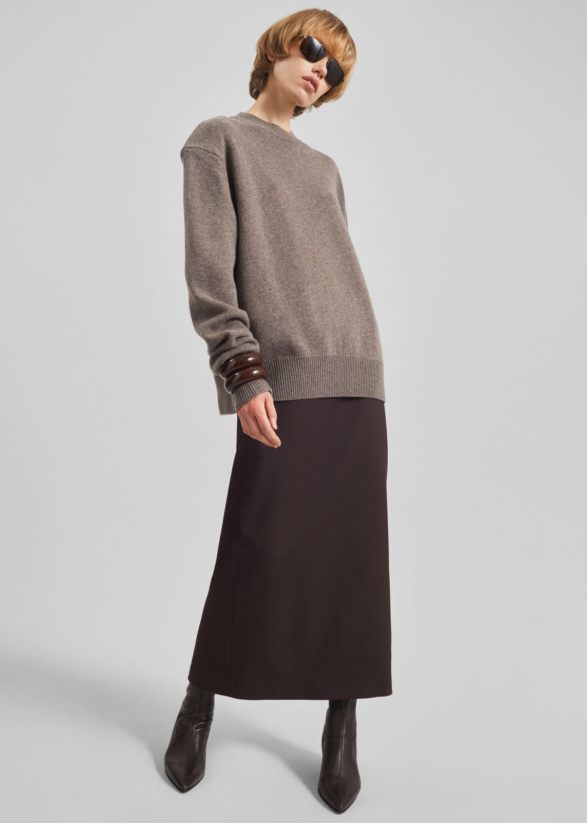 Rafaela Padded Knit Sweater - Dark Taupe