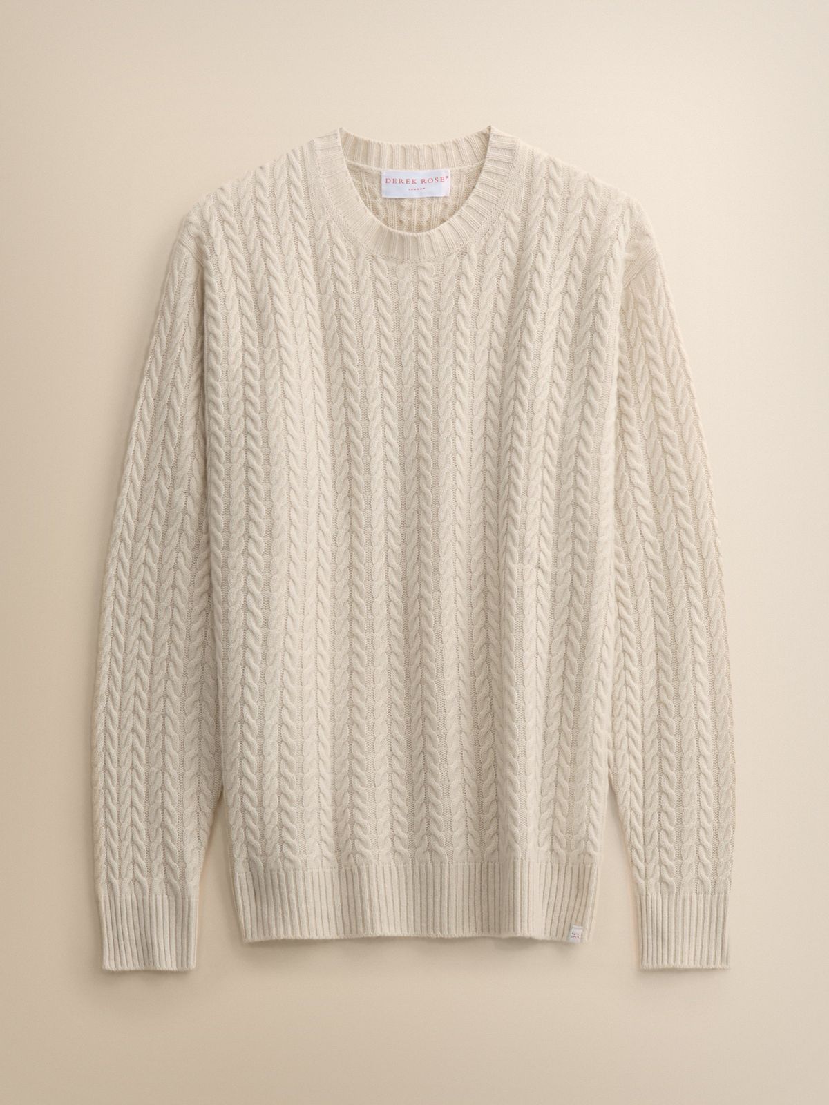 Damon Cashmere Cable Knit Sweater Cream
