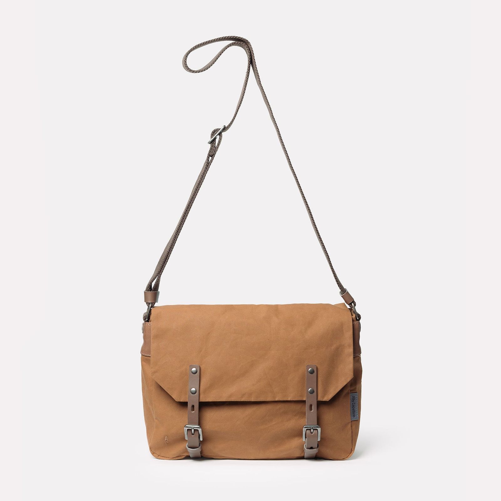 Jeremy Small Waxed Cotton Crossbody Satchel in Chert