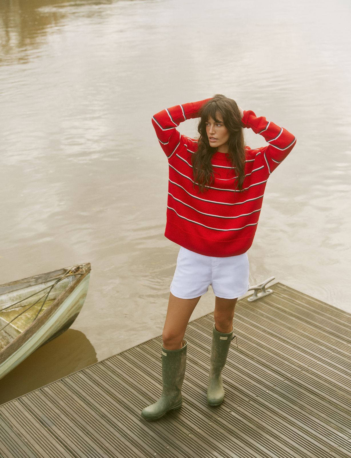 Cornwall Jumper: Cotton, Red and Navy Blue Stripe