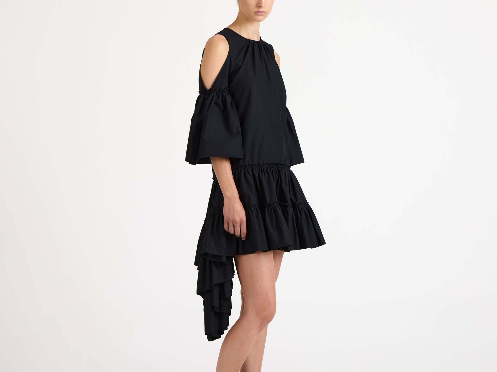 CL_RUFFLE DRESS - BLACK_DR0522PG1090