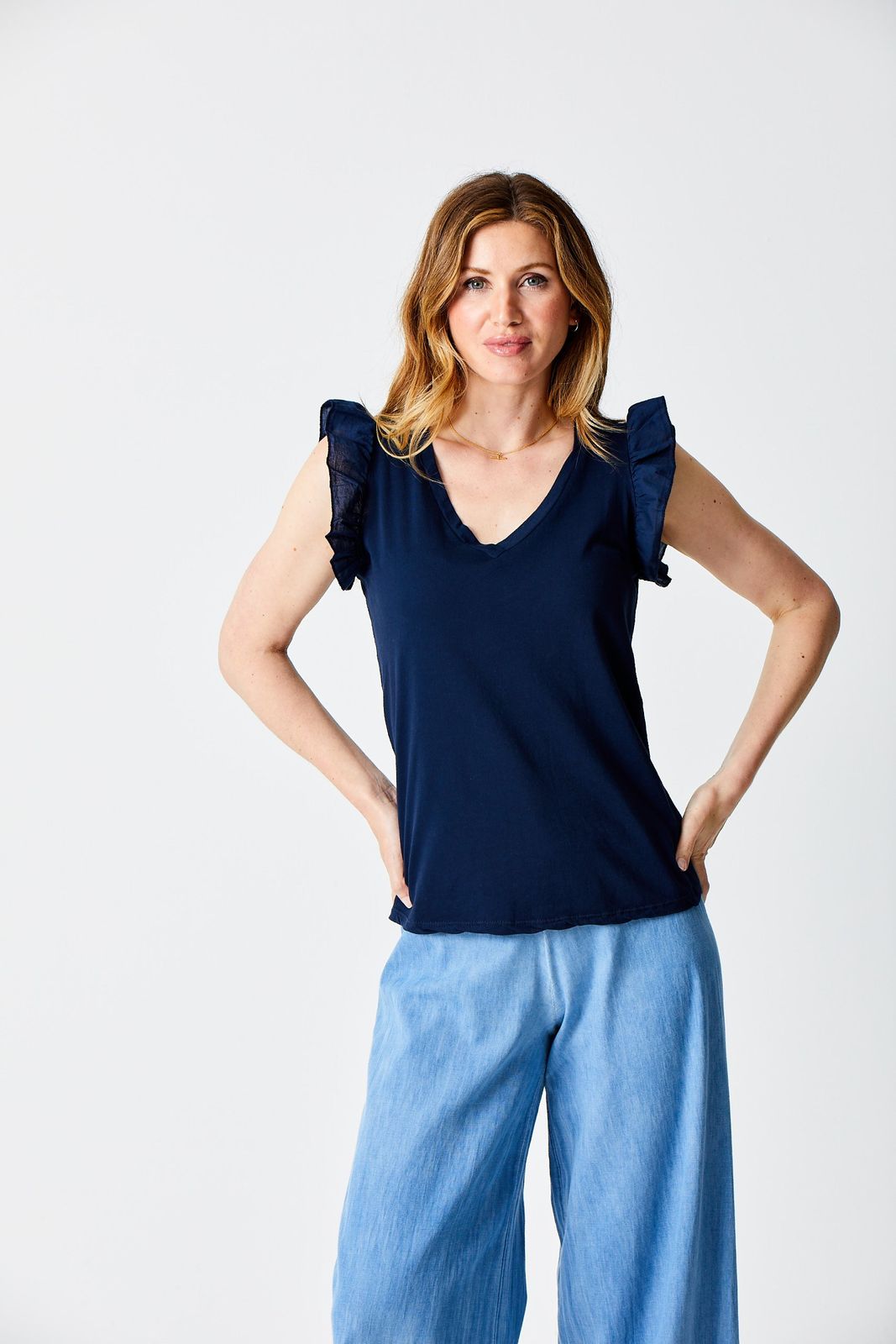 Mina Cotton Frill Sleeve Tee
