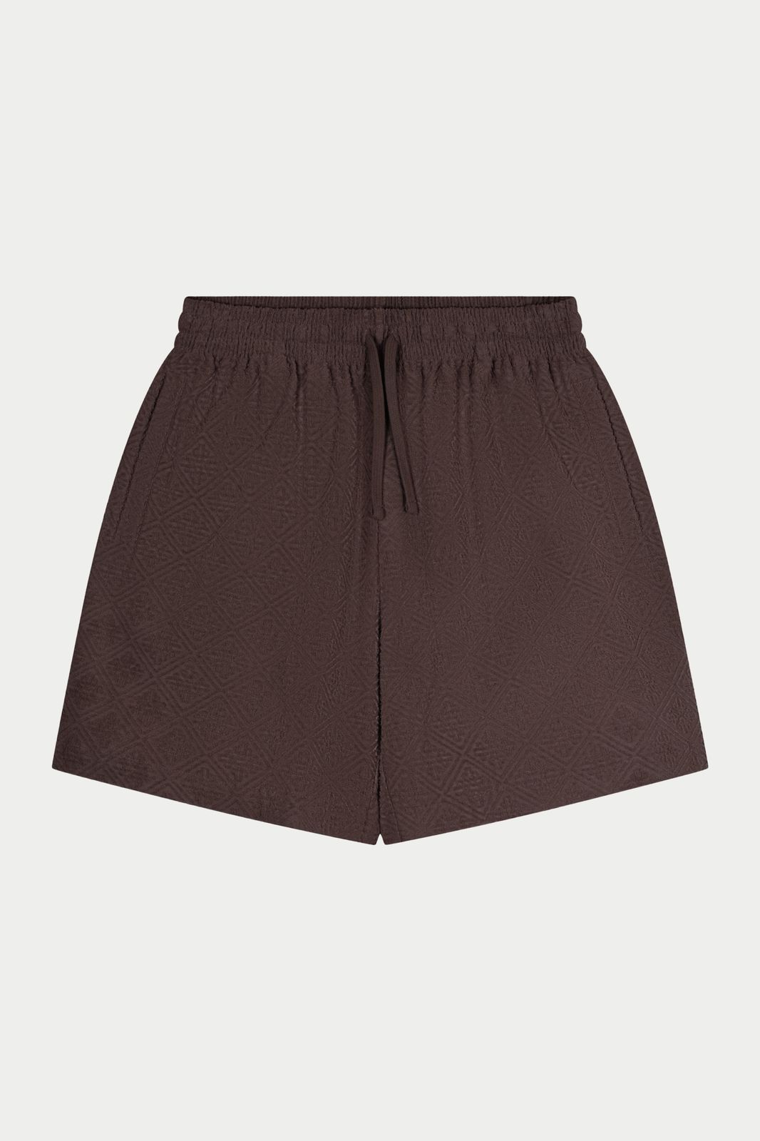 TOWELLING JACQUARD EMBLEM SHORTS - BROWN