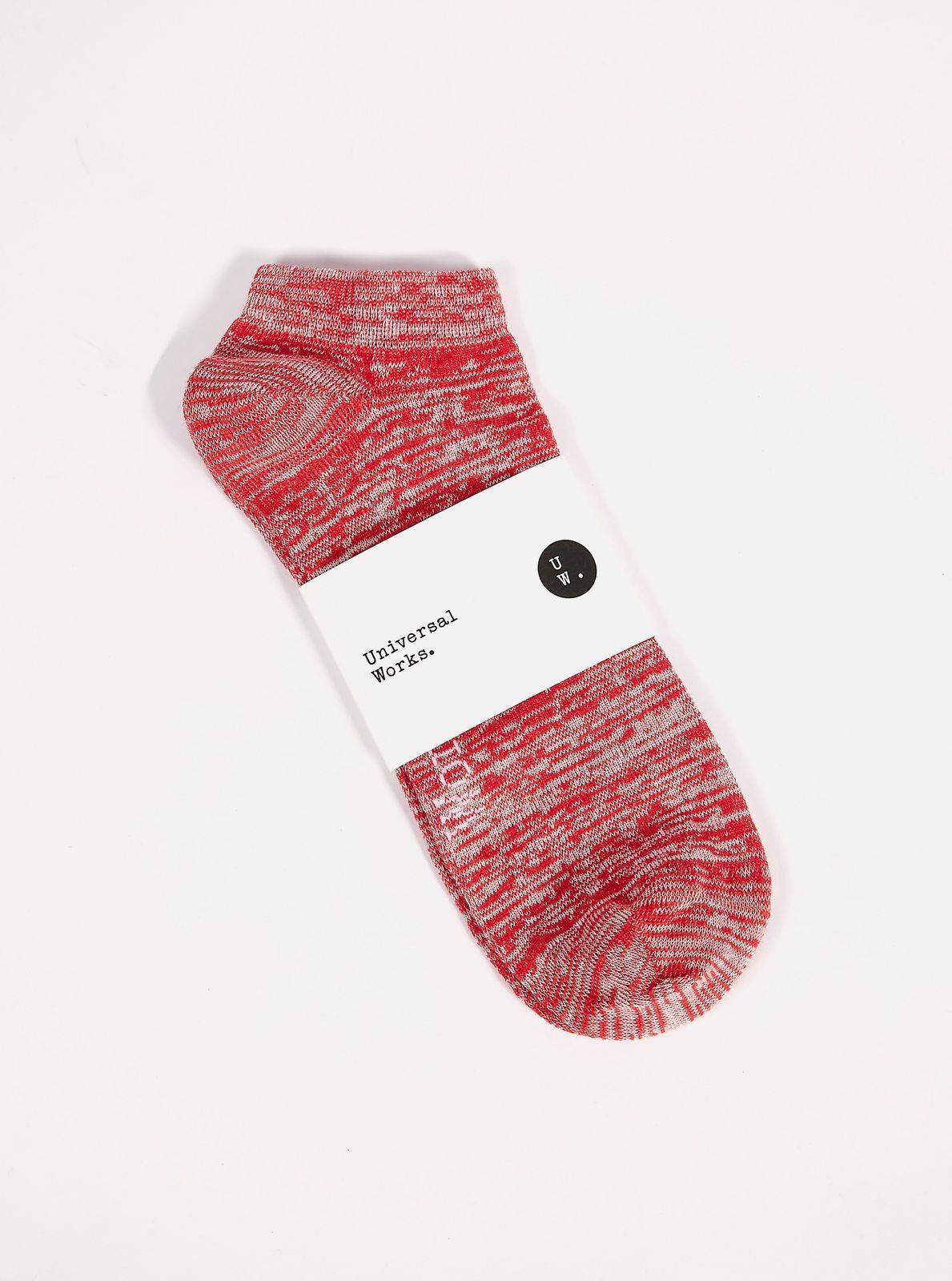 Red Slub Knit Ankle Slub Sock