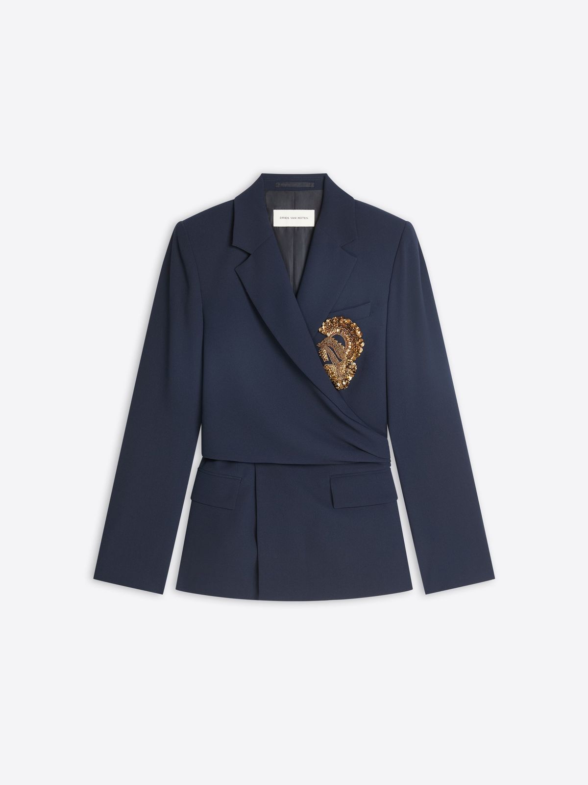 Embroidered crepe blazer