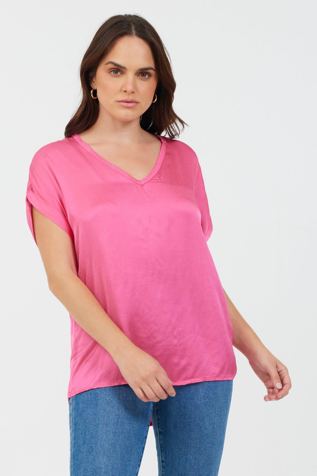 PORTO SATIN V NECK TEE