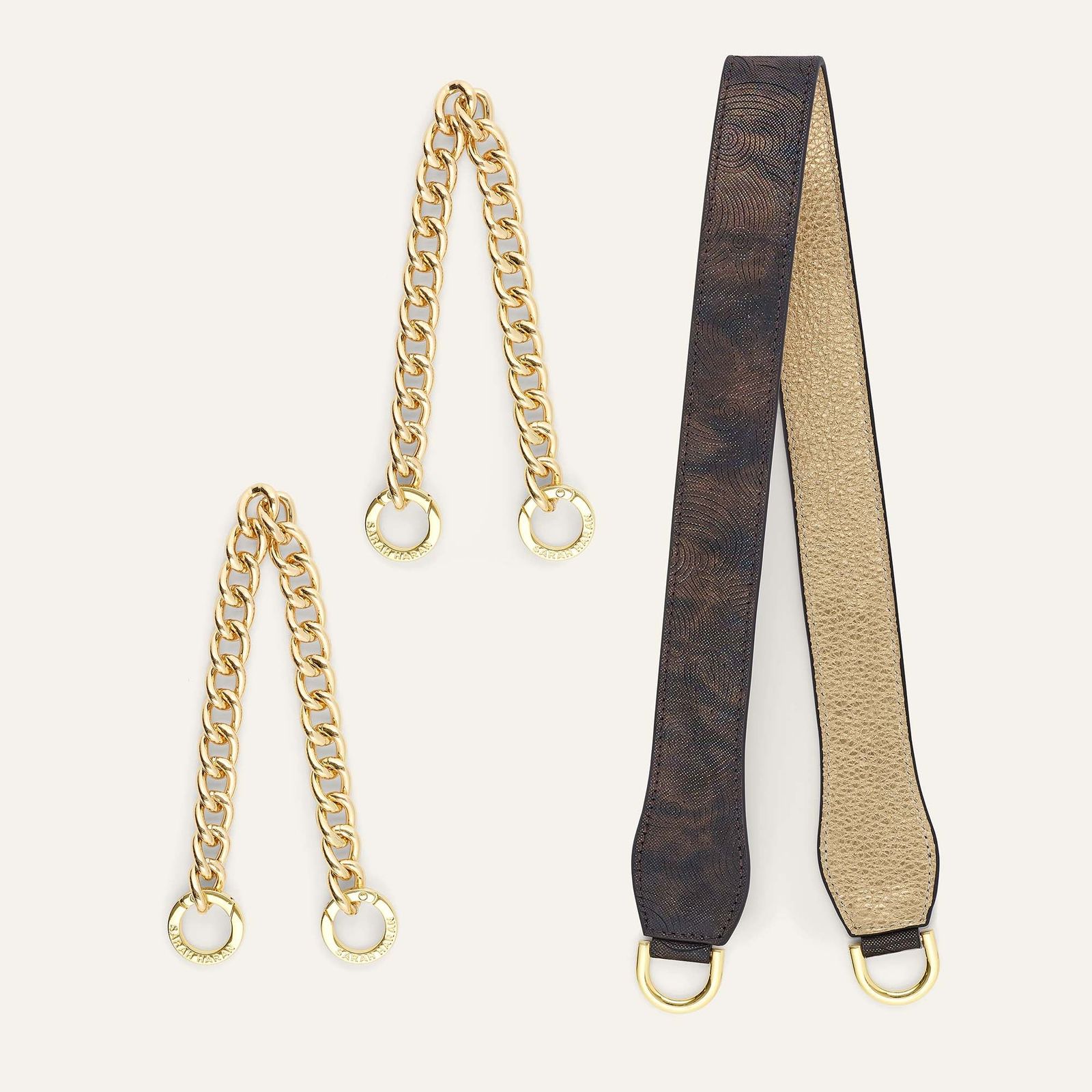 Gemini Strap | Orbit Shimmer Metallic Gold with Gold hardware