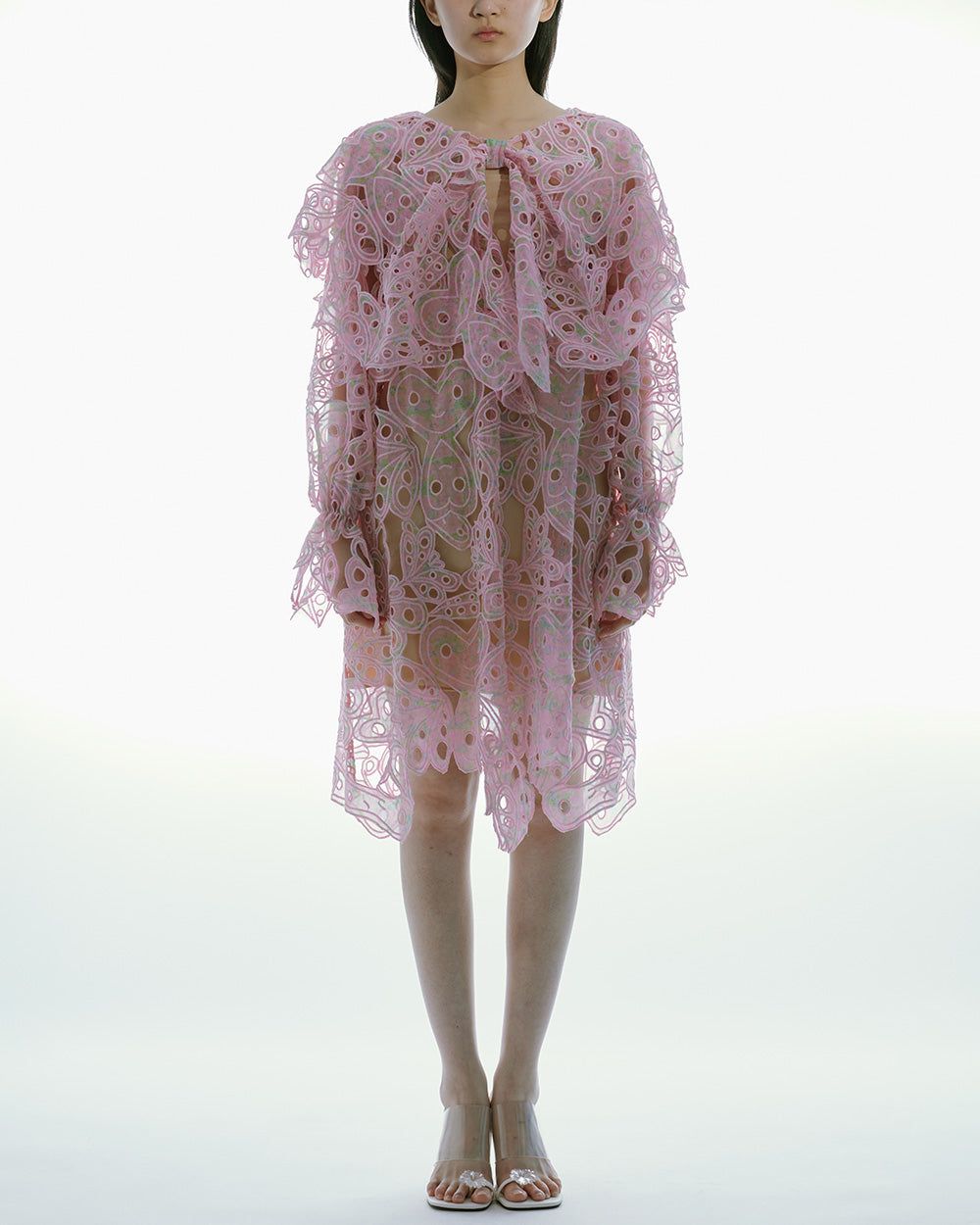 PRINTED BRODERIE-ANGLAIS SHIRT DRESS