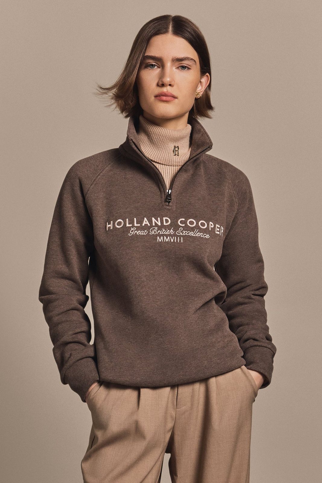 Sporting Goods Zip Henley (Chocolate Marl)