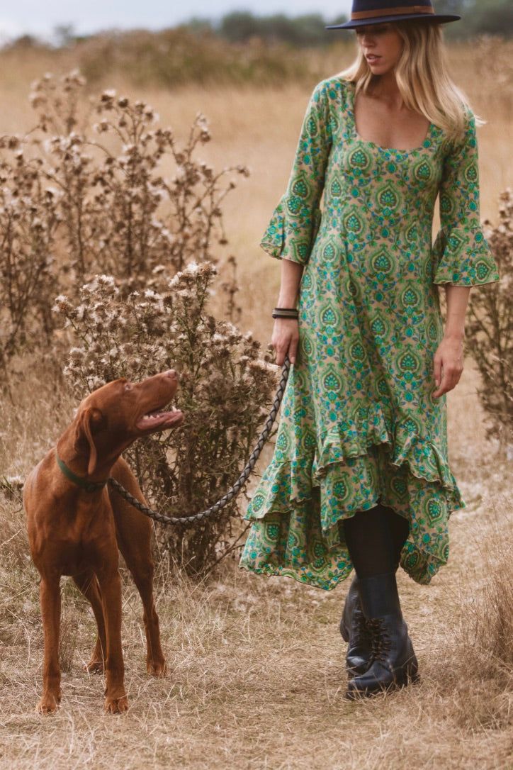 Victoria Midi Dress Green Teardrop