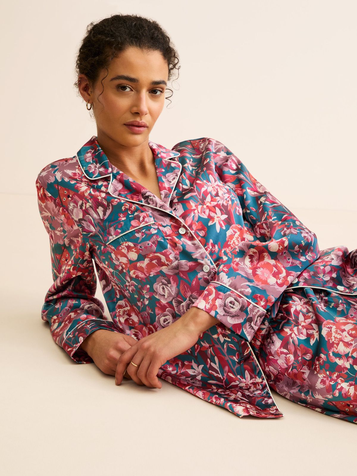 Brindisi Silk Pyjamas Multi London Garden