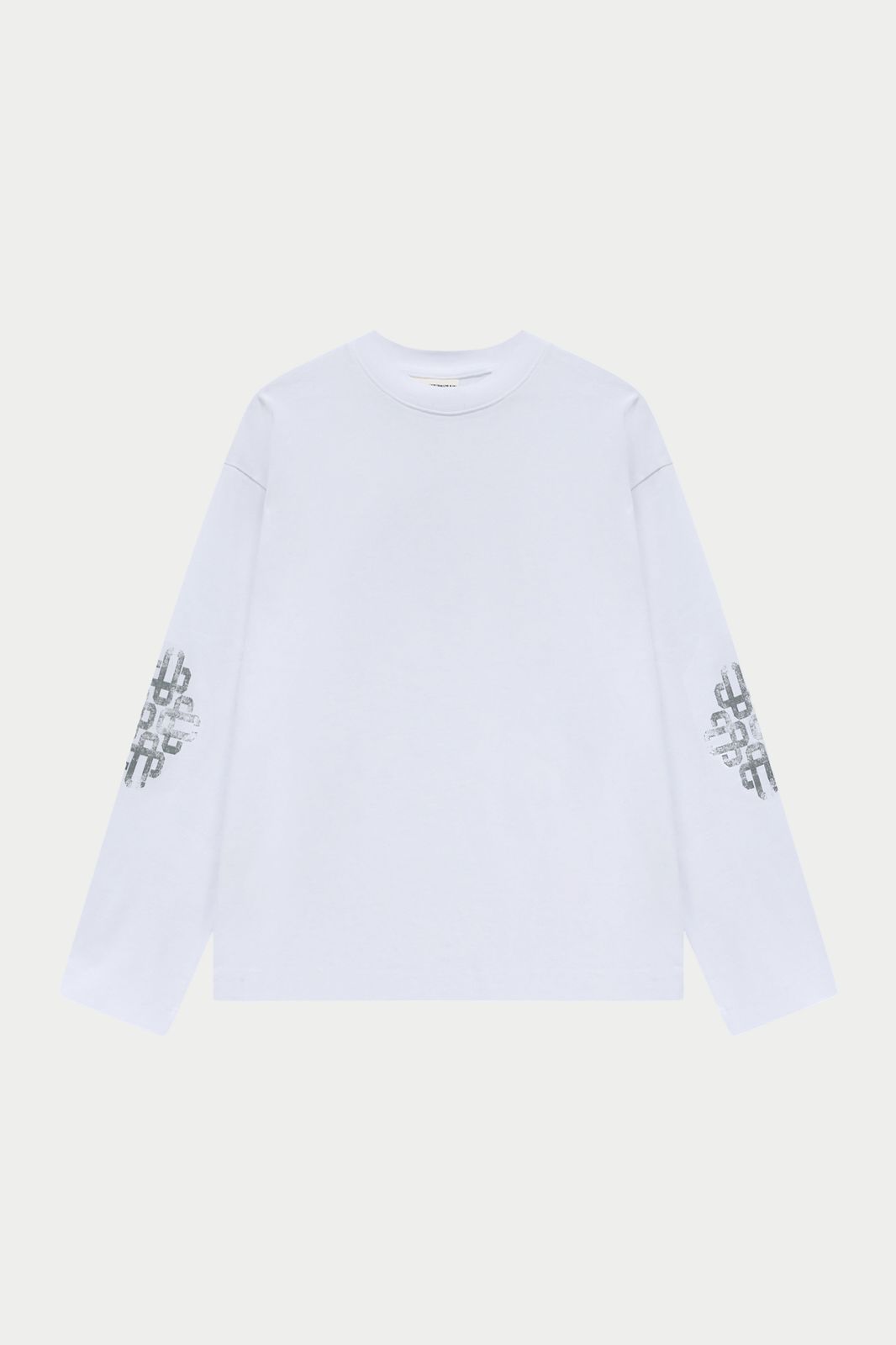 WASHED EMBLEM PRINT LONG SLEEVE T-SHIRT - WHITE