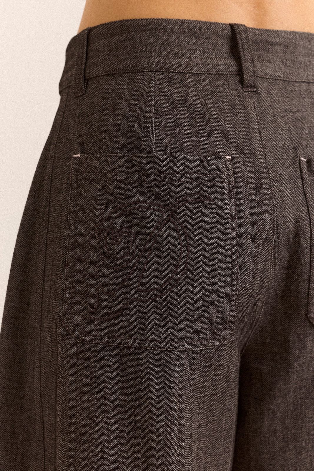 Mara Trouser - Grey Herringbone
