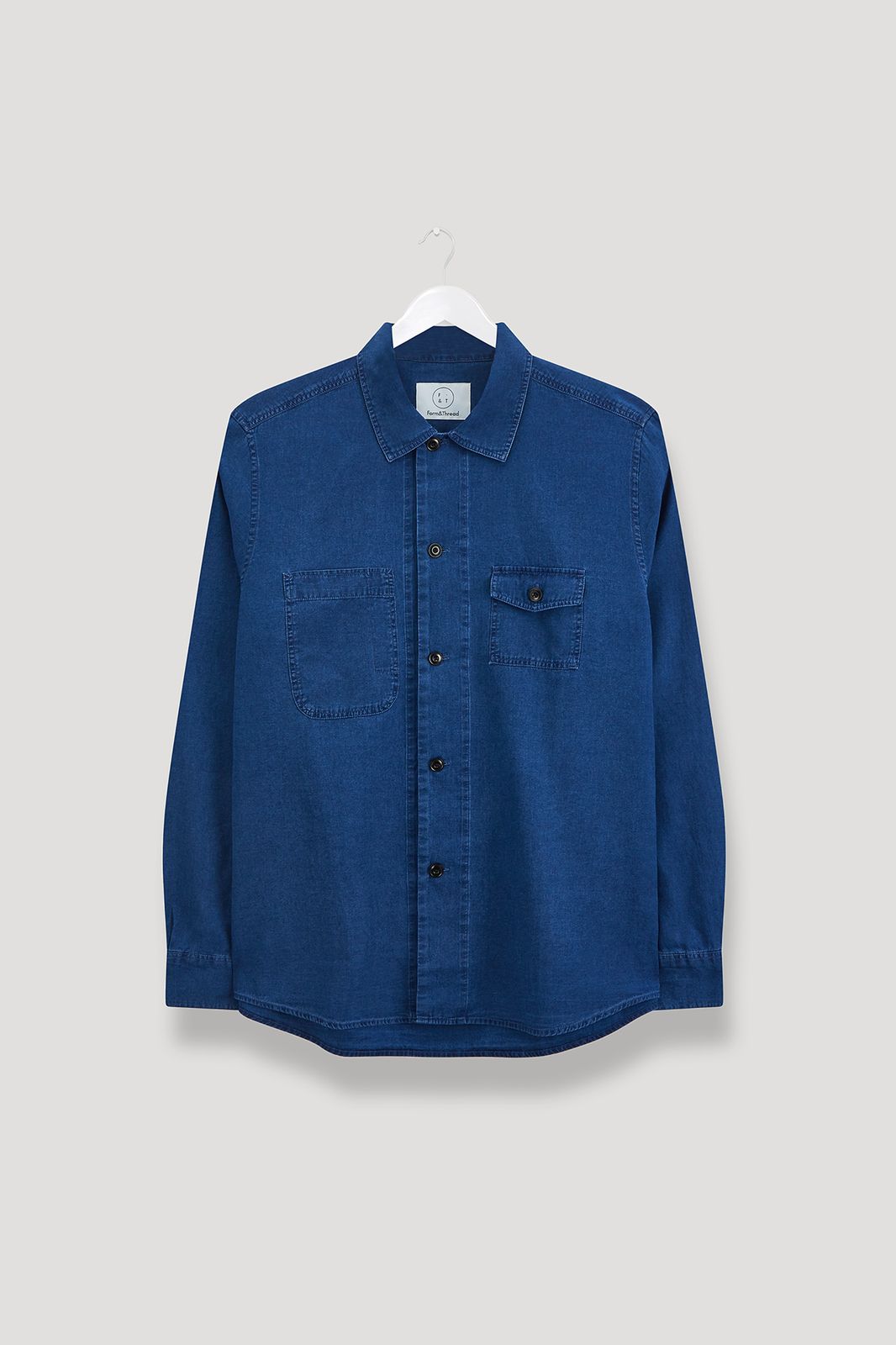 Washed Indigo Denim Draughtsman Overshirt