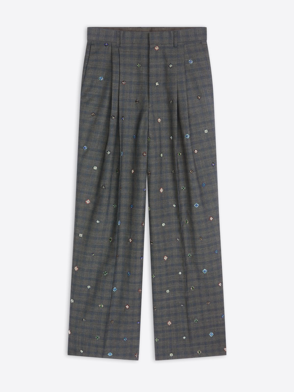 Embroidered straight-leg pants