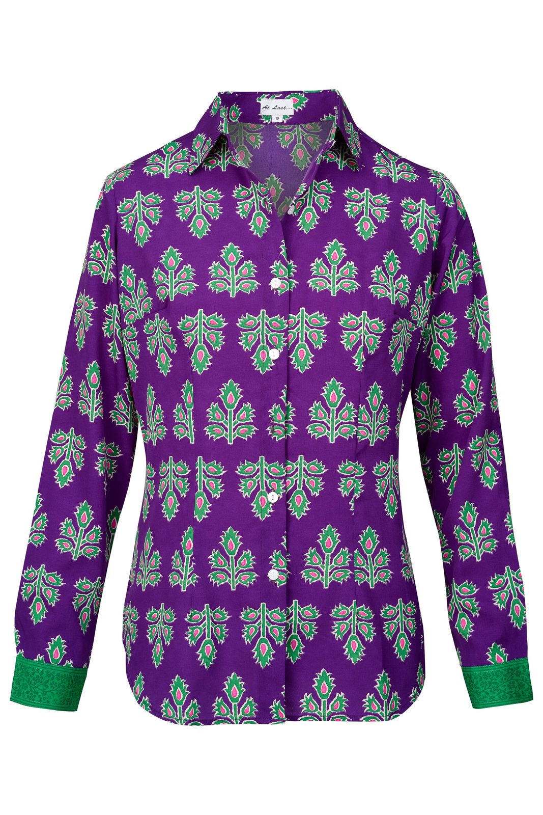 Mayfair Shirt In Violet & Green Thistle With Contrast Cuff