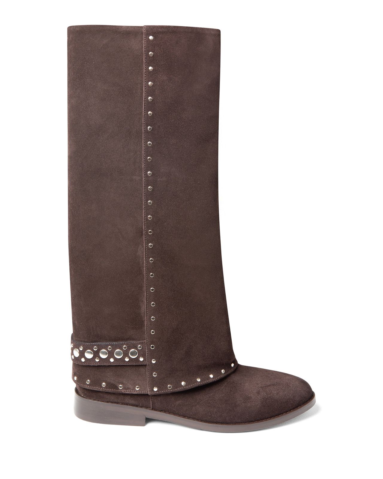 Cuff Stud Boot Dark Brown Suede A5728