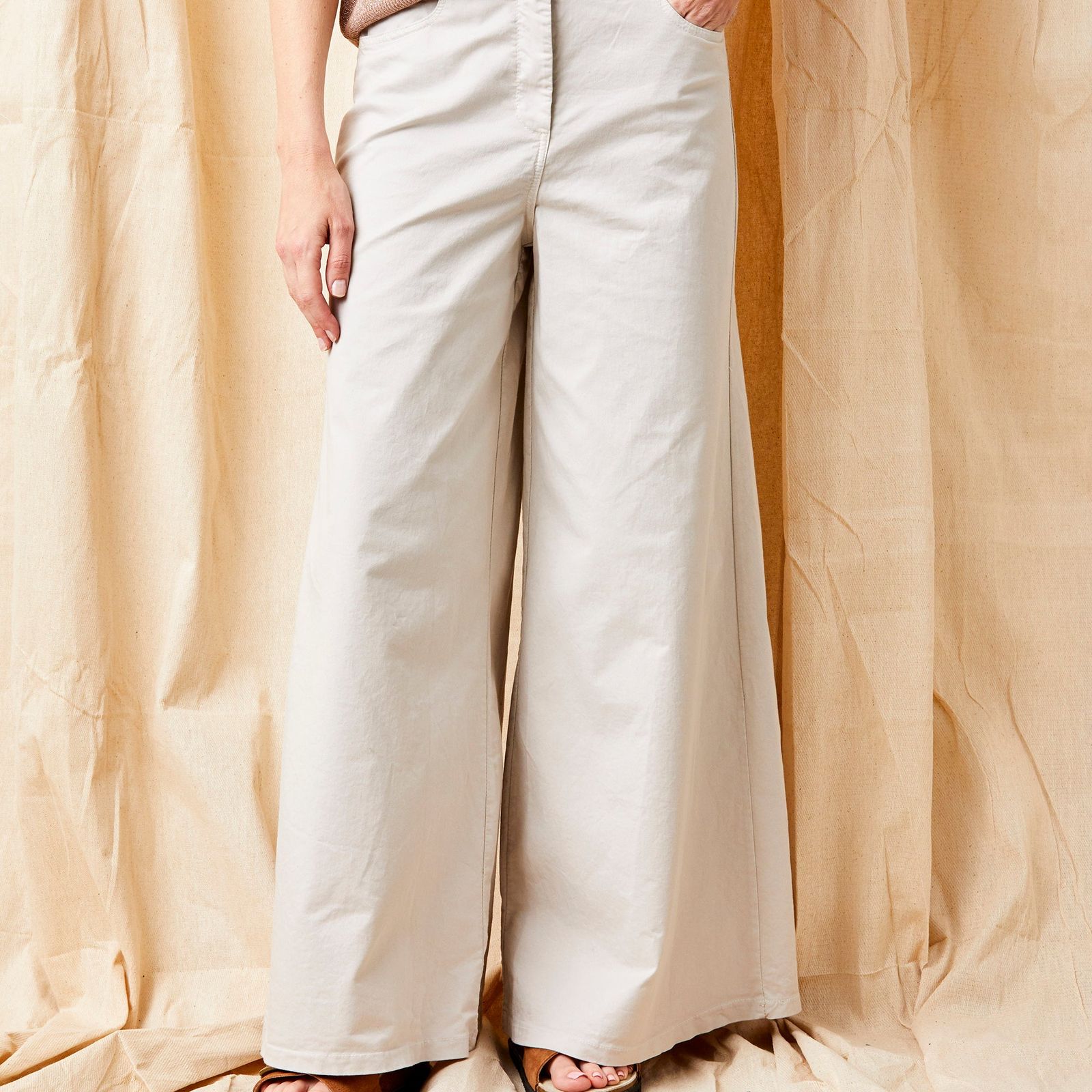 Brielle Stretch Cotton Extra Wide Leg Pants